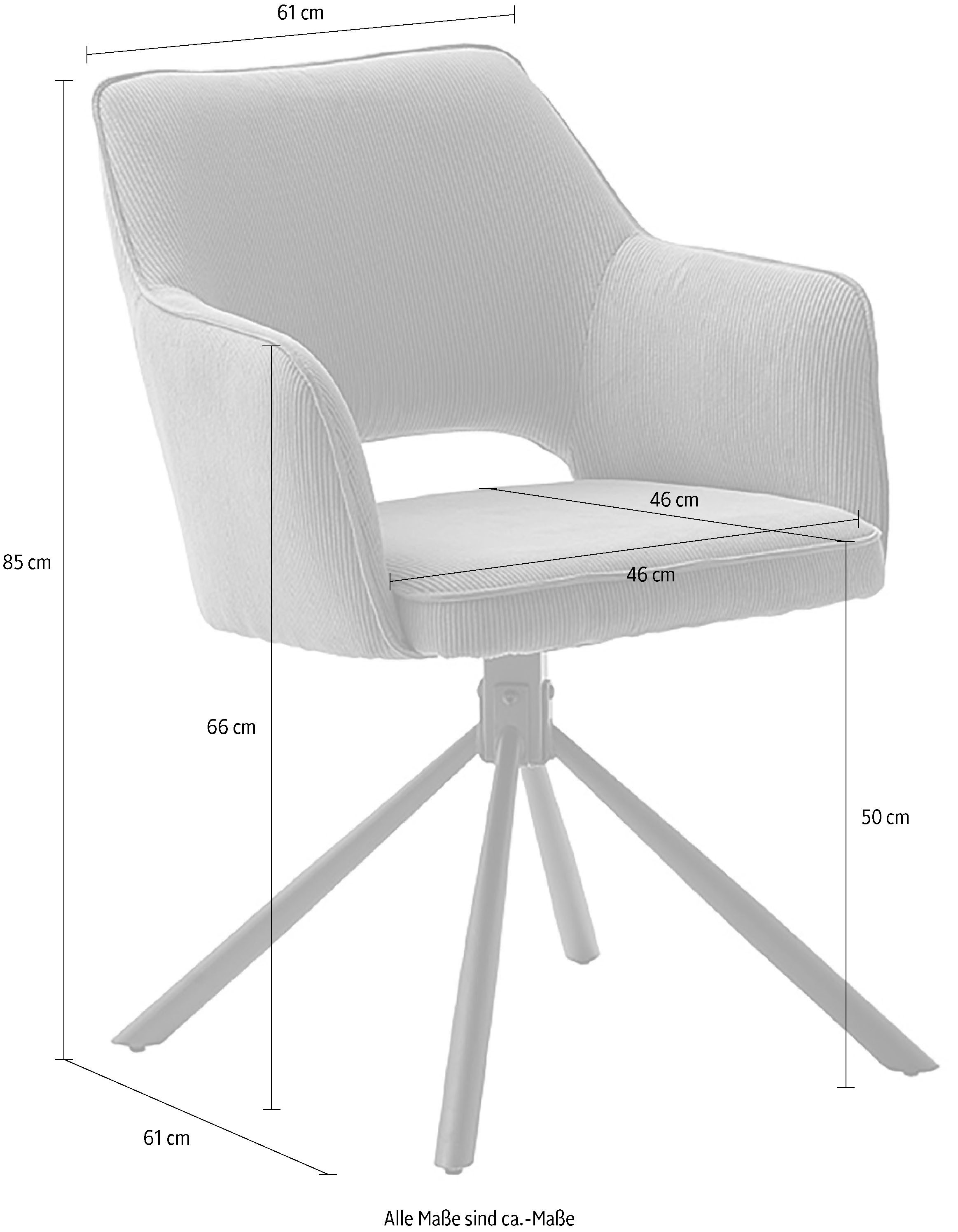 MCA furniture Eetkamerstoel Luzon (2-set), draaibaar 180°, belastbaarheid 120 kg, zithoogte ca. 50 cm