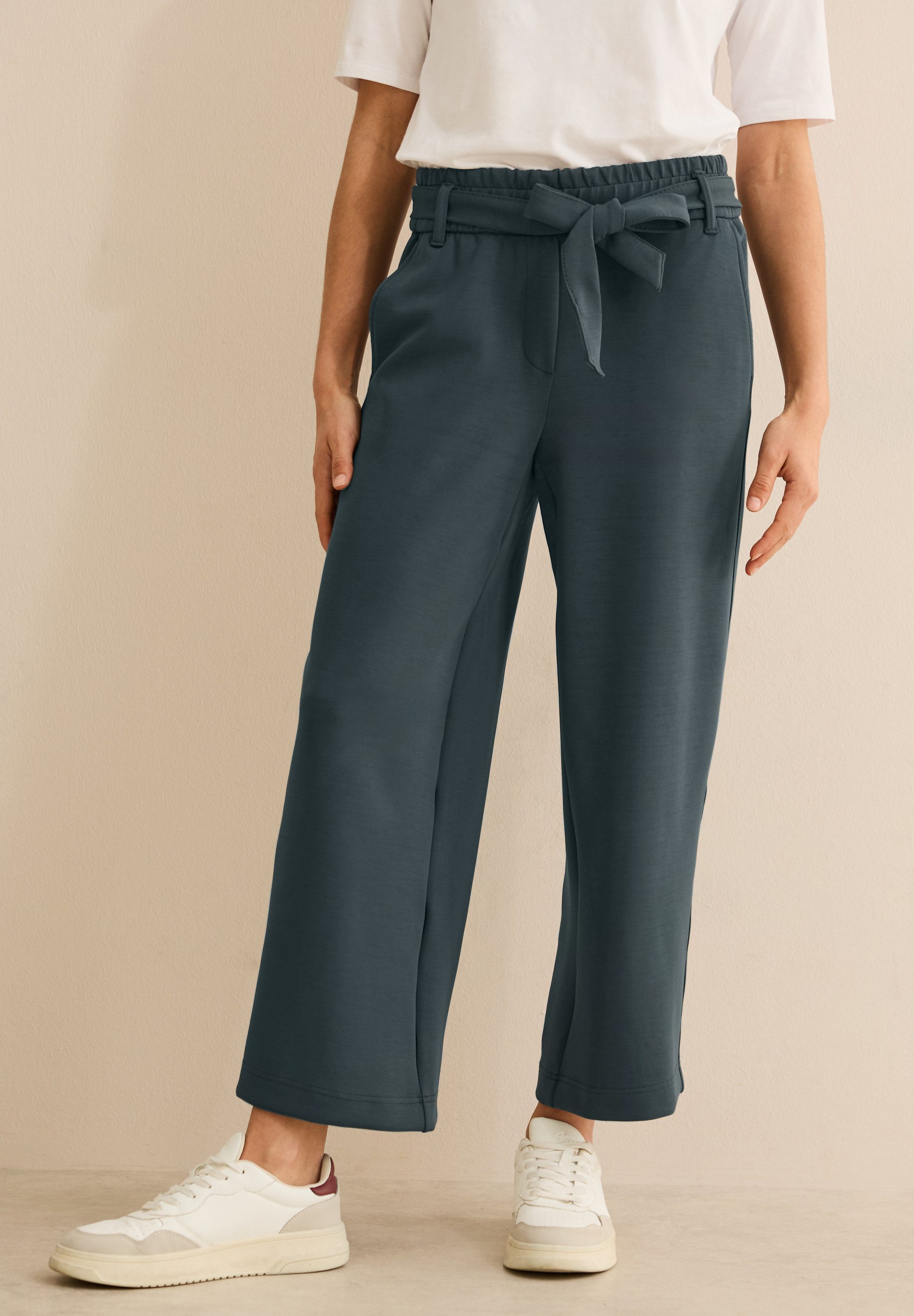 Cecil Stoffen broek Style Neele met bindgordel en elastische taille dames harembroeken maat S (38) groen