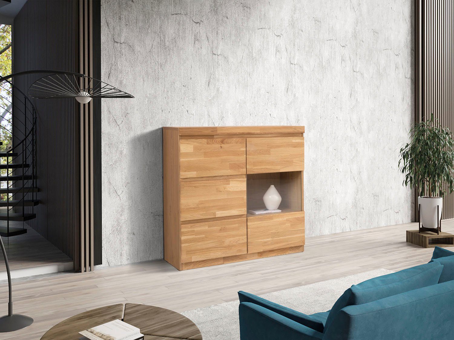 Home affaire Dressoir Oslo Breedte ca. 90 cm, gedeeltelijk massief