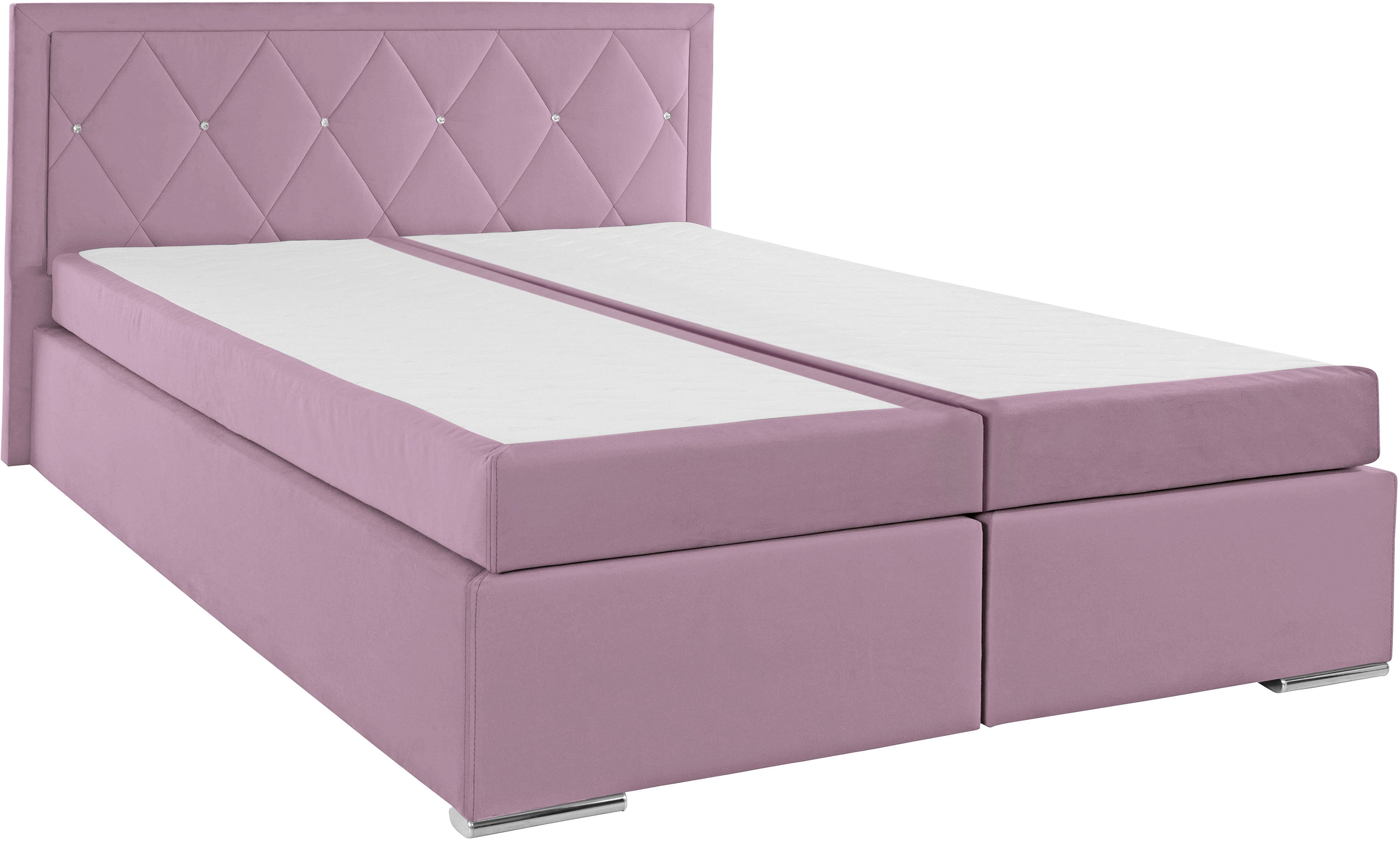 Leonique Boxspring Alfie, bestseller, optioneel met bedlade met strassteentjes in het hoofdbord, h2, h3 en h4 ter keuze