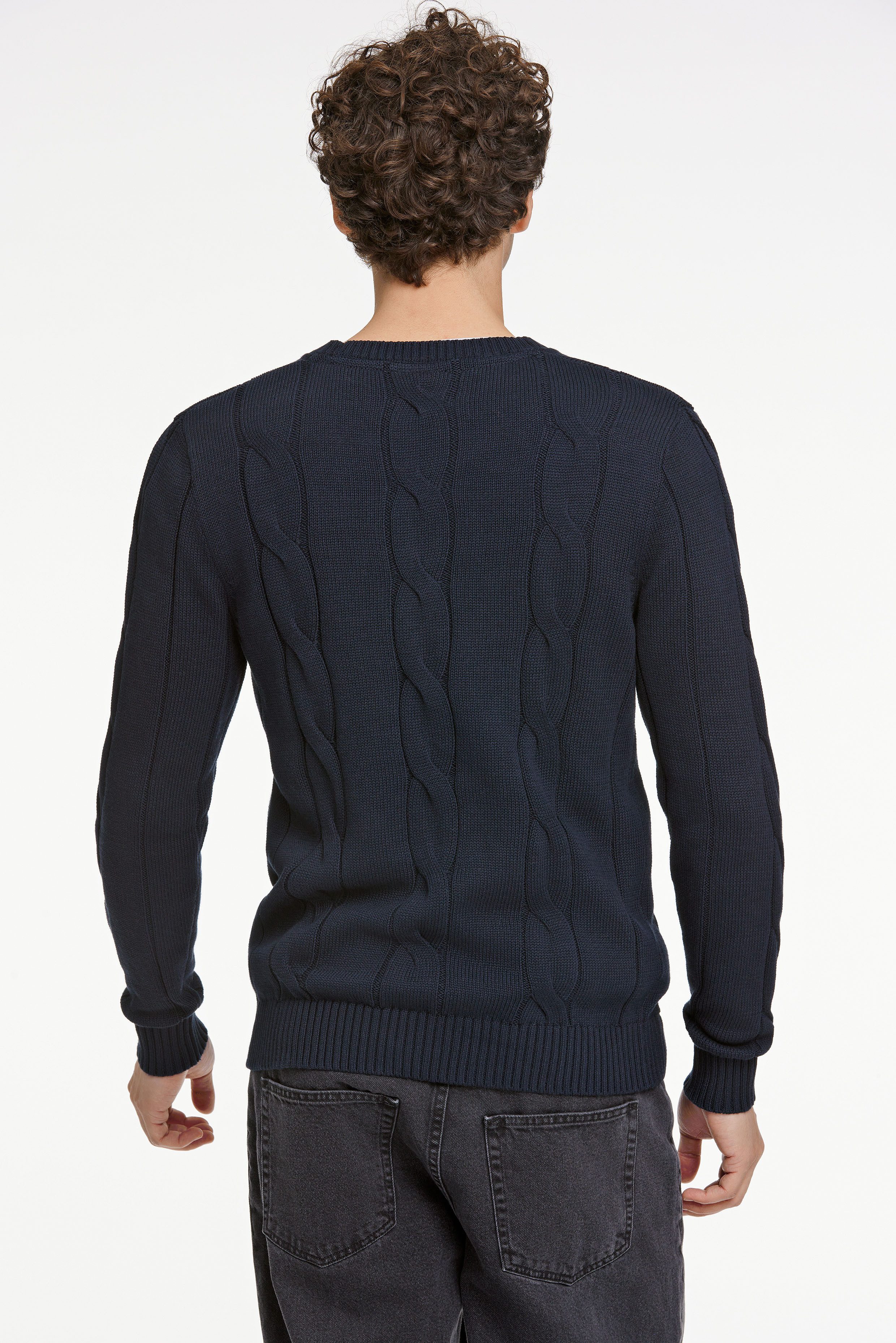 LINDBERGH Trui met ronde hals met stijlvol kabelpatroon