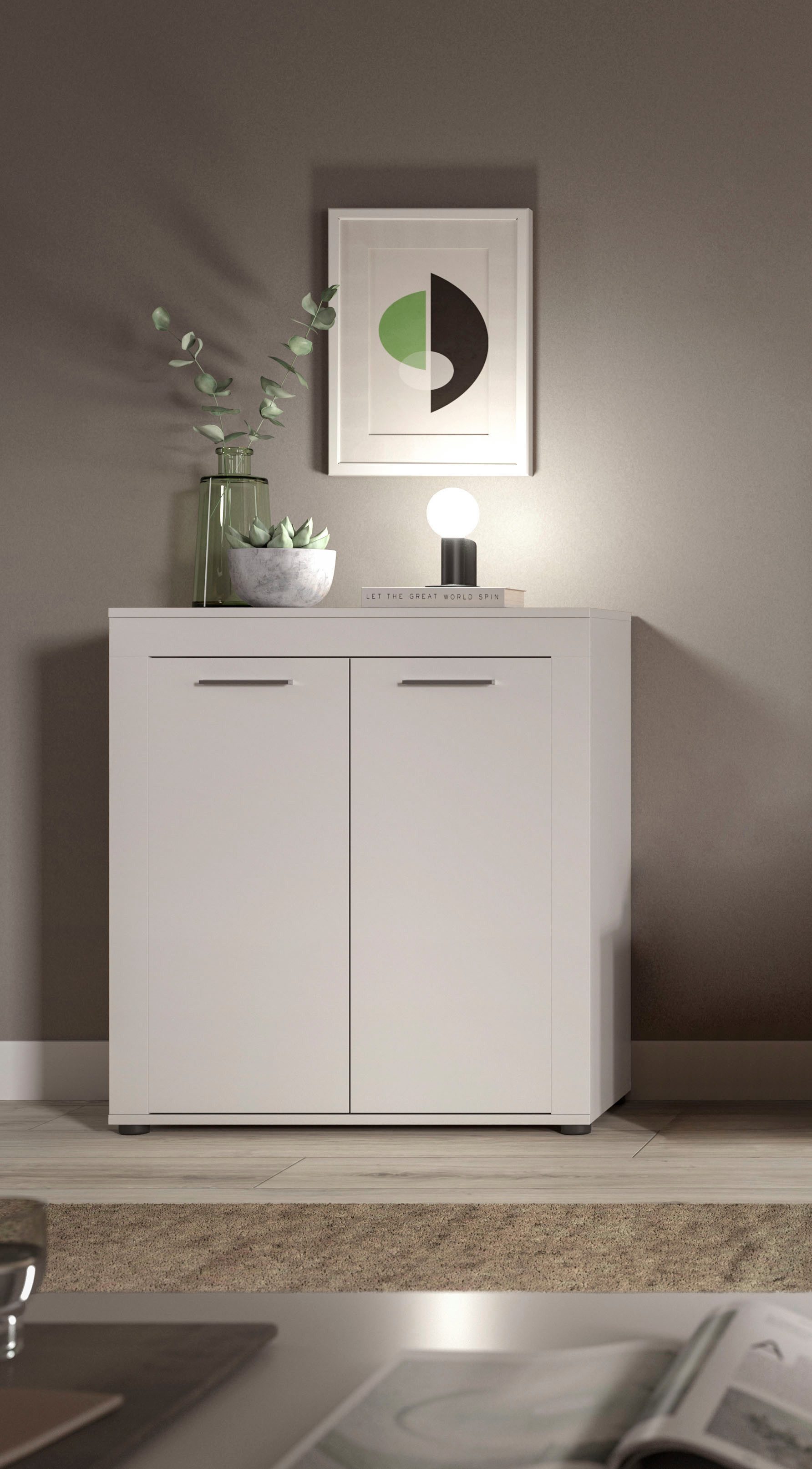 INOSIGN Highboard Aosta, Hoogte 88 cm, in verschillende kleuren met 2 deuren en 3 vakken, woonkamer, commode, kast