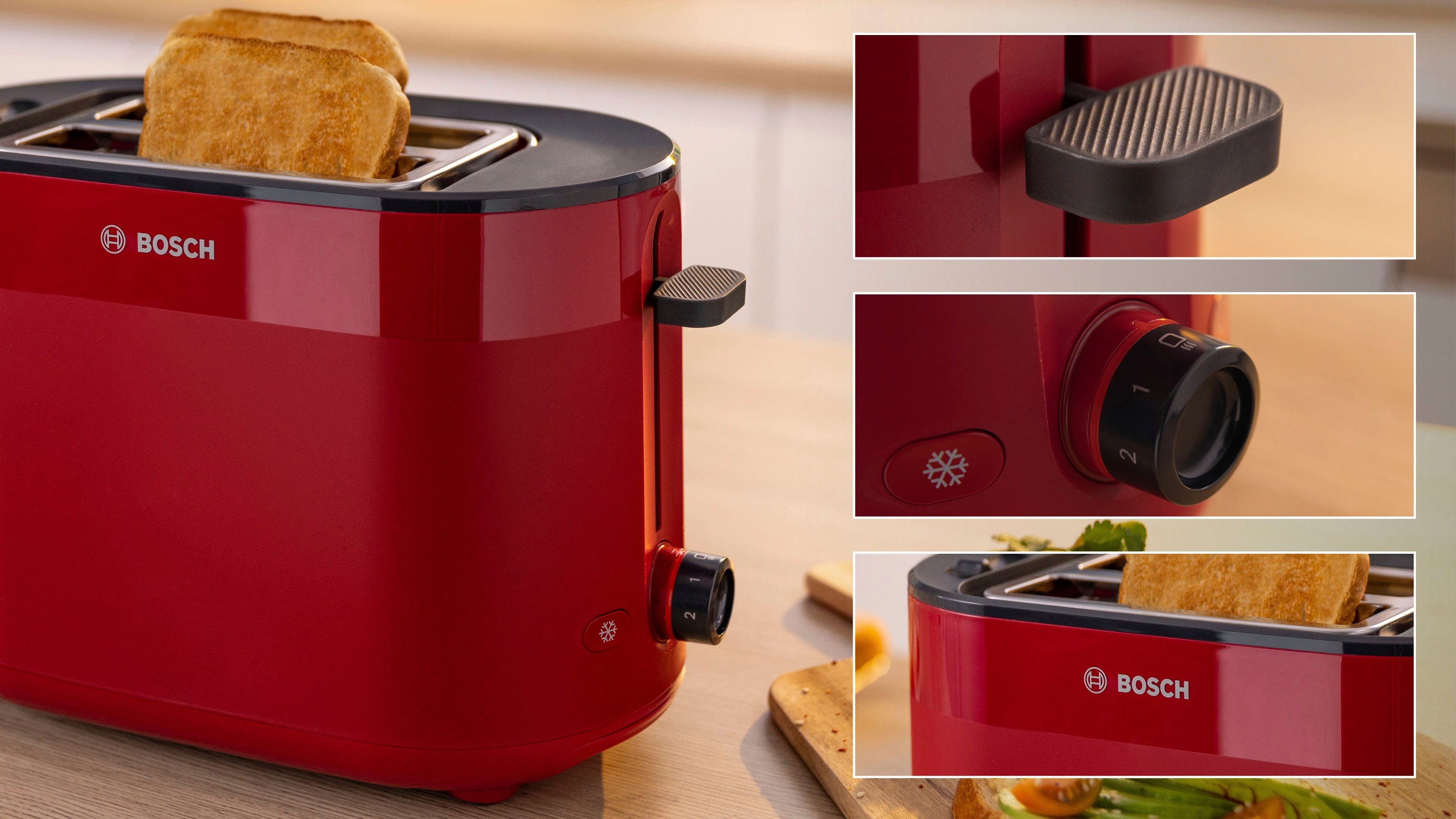 BOSCH Toaster MyMoment TAT2M124 geïntegreerde opzet voor broodjes, ontdooi-functie, brood centreren, auto off