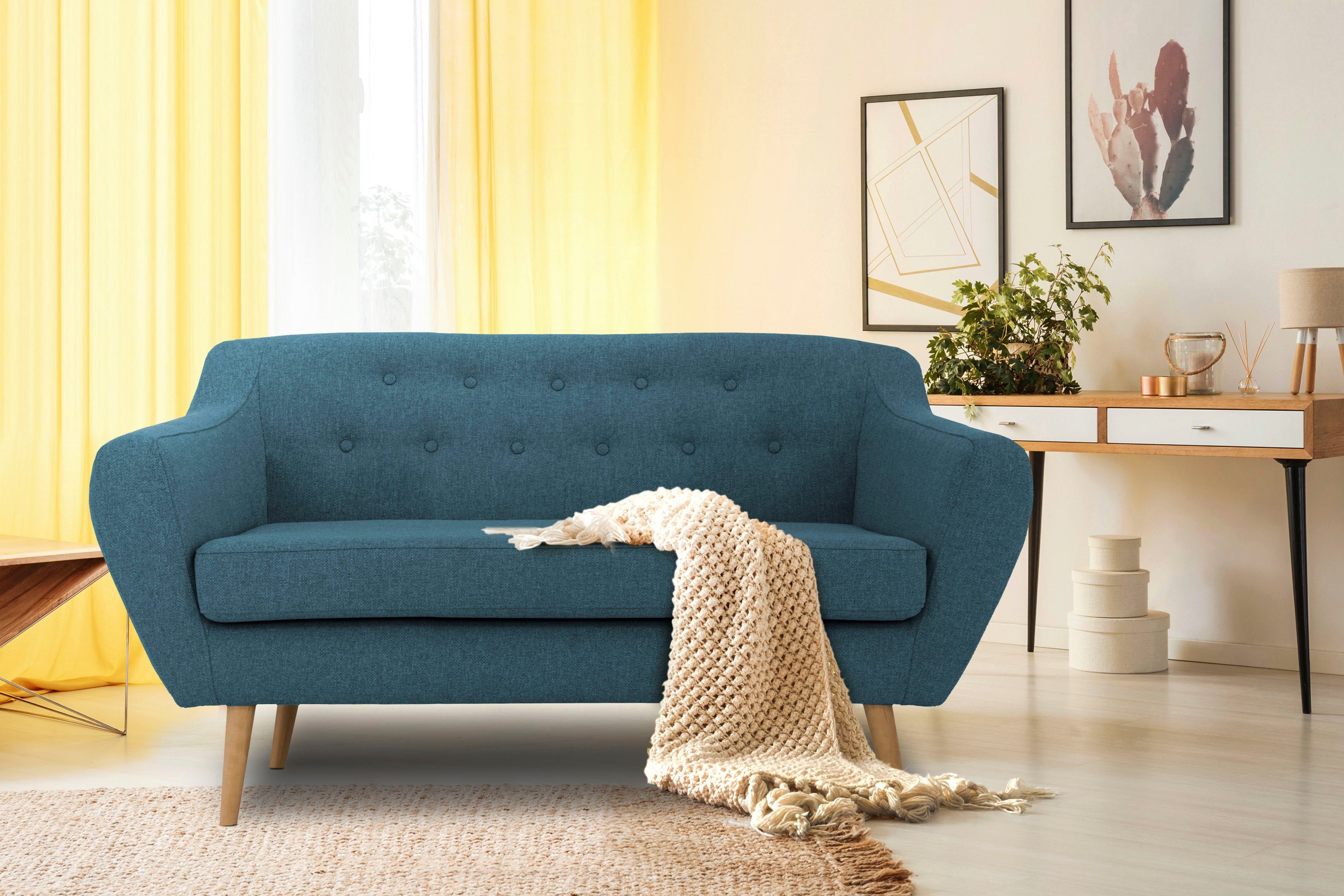 andas 2-zitsbank Hol met capitonnage achter in scandinavische stijl