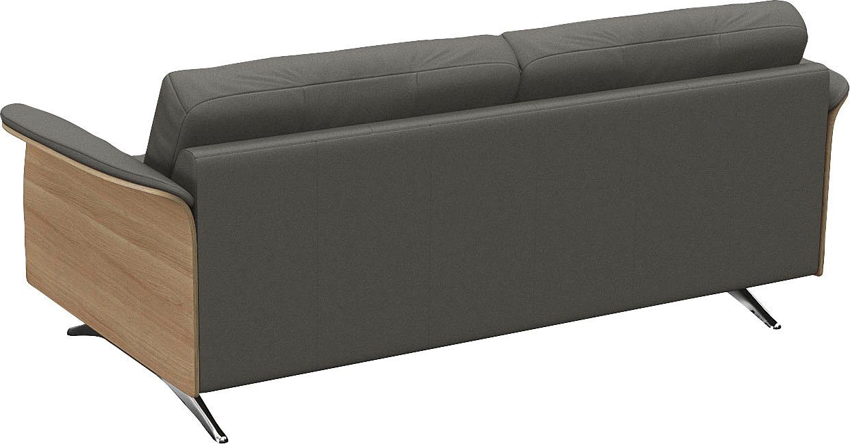 FLEXLUX 2,5-zitsbank Glow sofa, bank Premium zit: koudschuim & vering, armleuning van geolied eiken, voet van aluminium