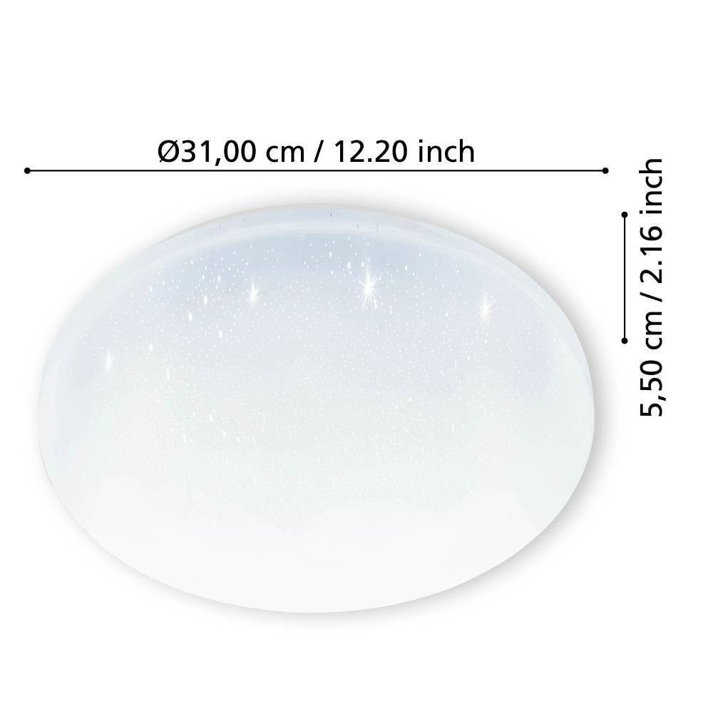 EGLO Plafondlamp FRANIA-S plafondlamp, wit, kristalleffect, lage opbouwhoogte, 1x18W (1 stuk)