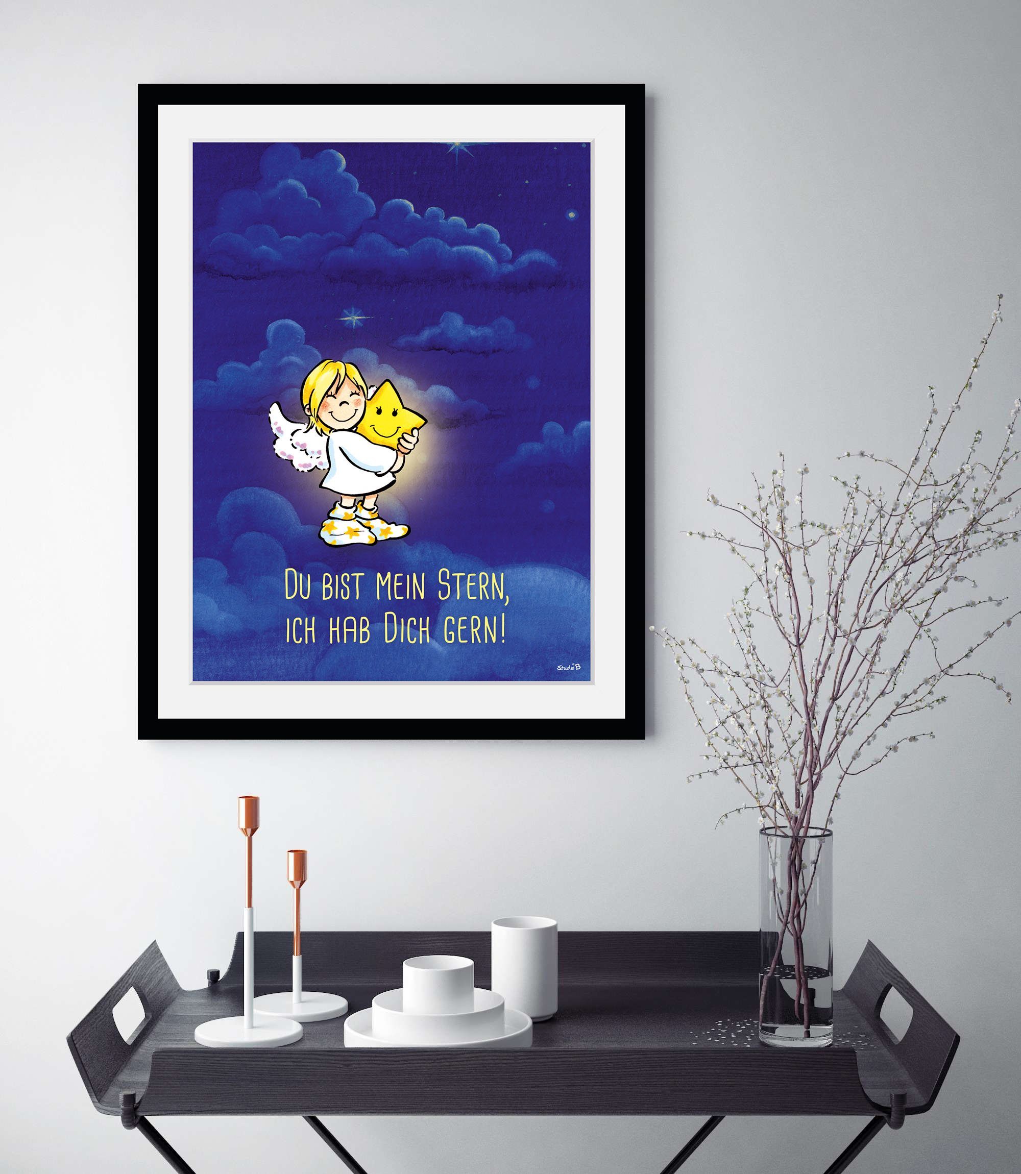 queence Wanddecoratie Laura's ster HD premium posterdruk incl. houten lijst (1 stuk)
