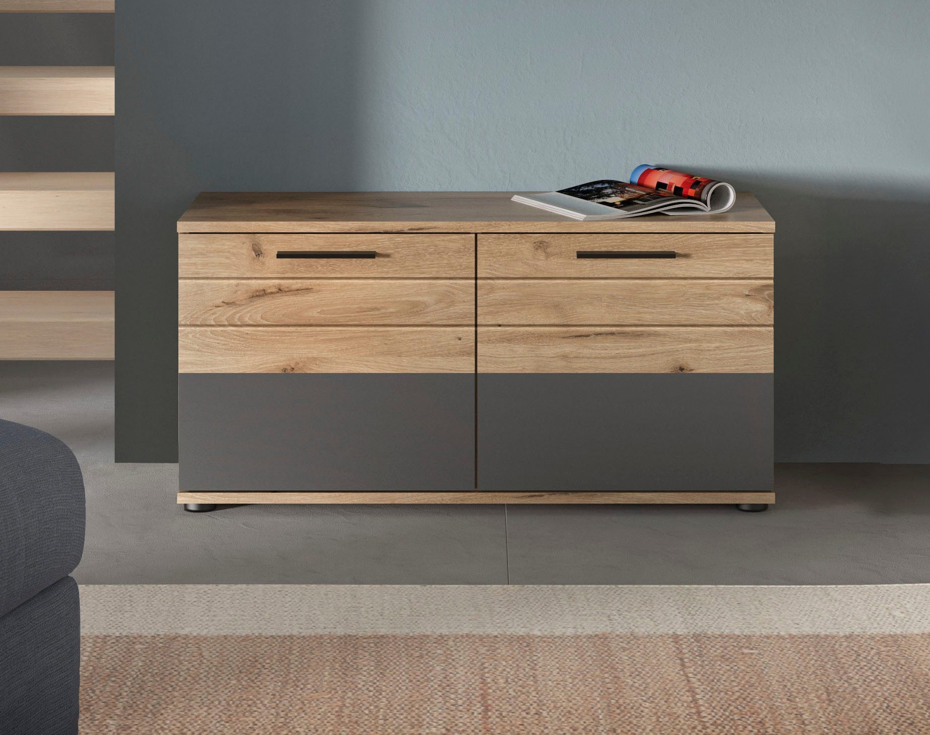 INOSIGN Zitbank Riga, Breedte 90 cm, 2 Deuren met Softclose, 2 Planken, 4 Vakken