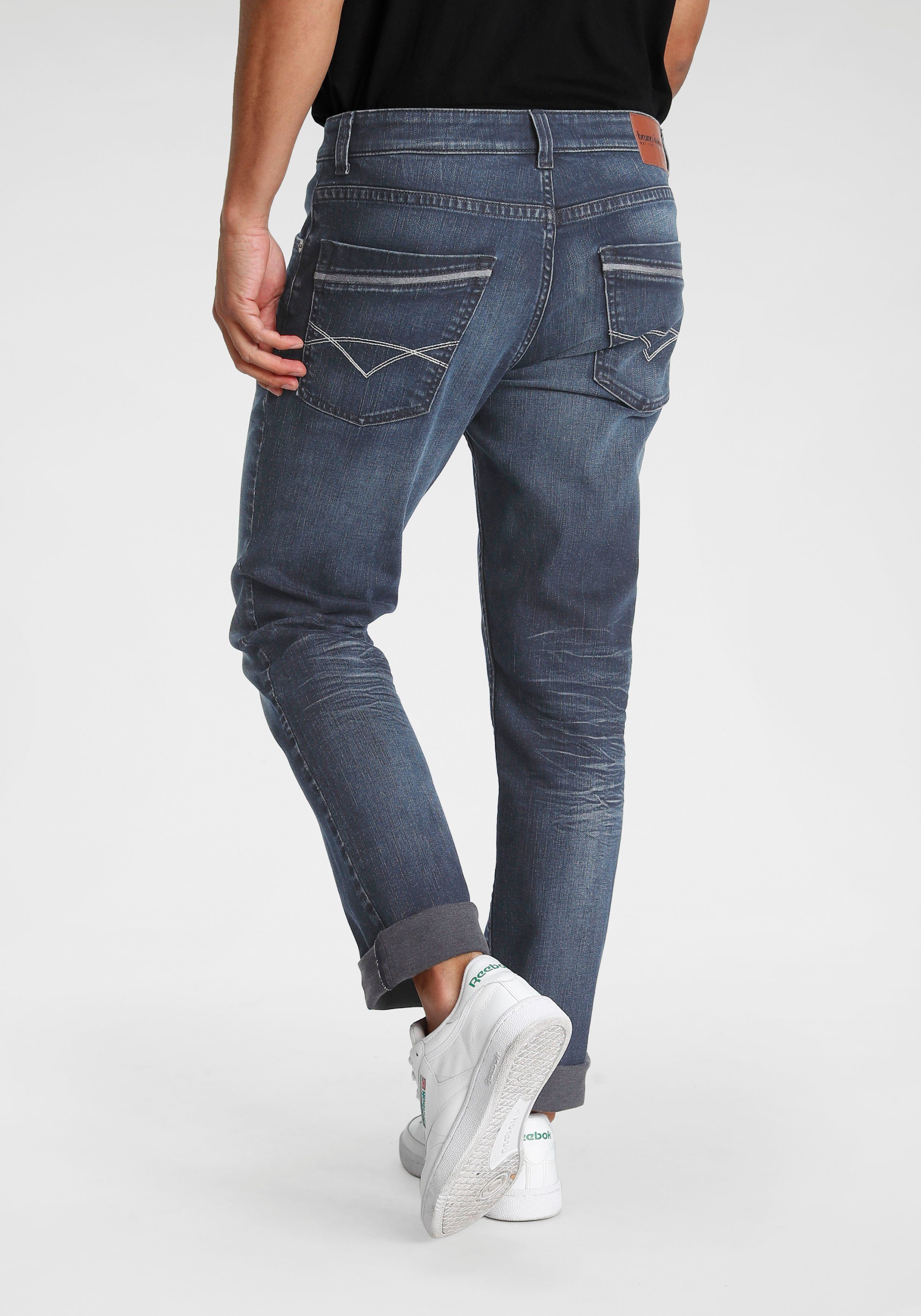 Bruno Banani Straight jeans Dylan rechte pasvorm, used-wassing, lage taille