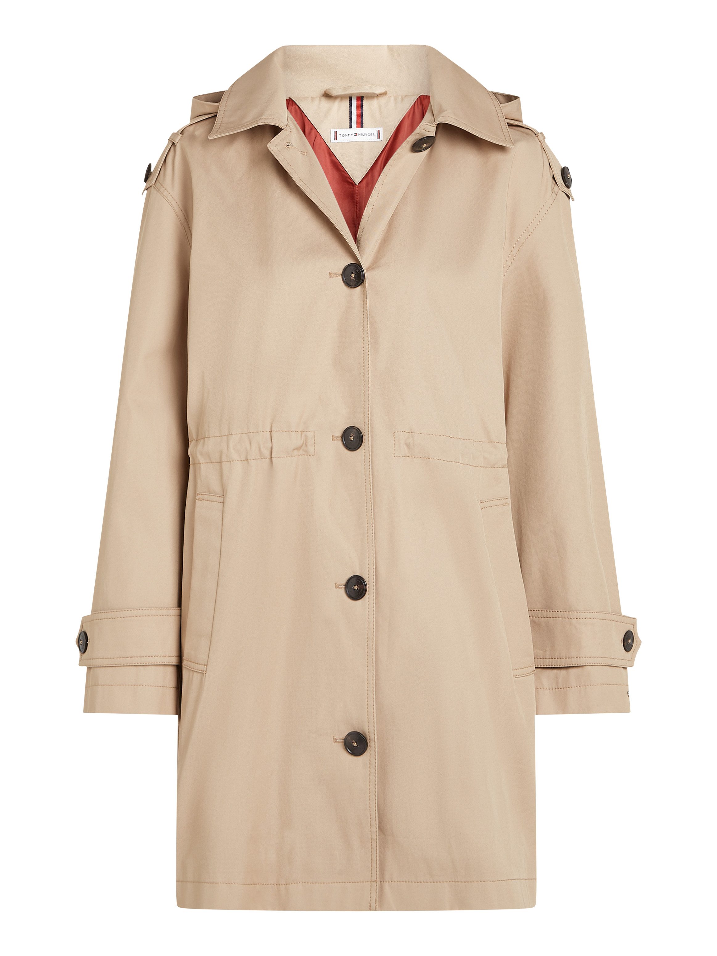 Tommy Hilfiger Parka ESS COTTON HOOD PARKA in trenchcoat-look, met capuchon, met tailleband