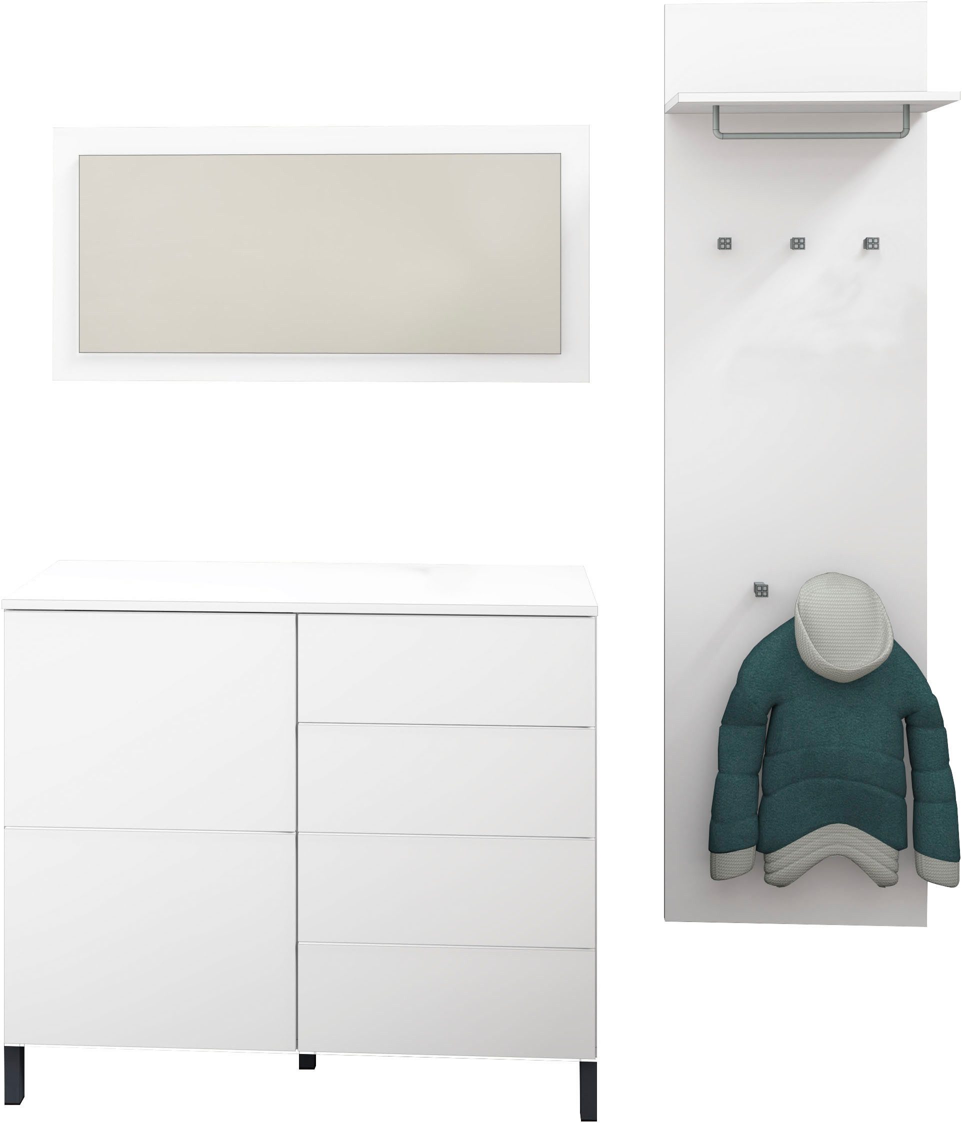 borchardt Möbel Halmeubelset Drukknop (Push-To-Open), in hoogte verstelbare planken (3-delig)