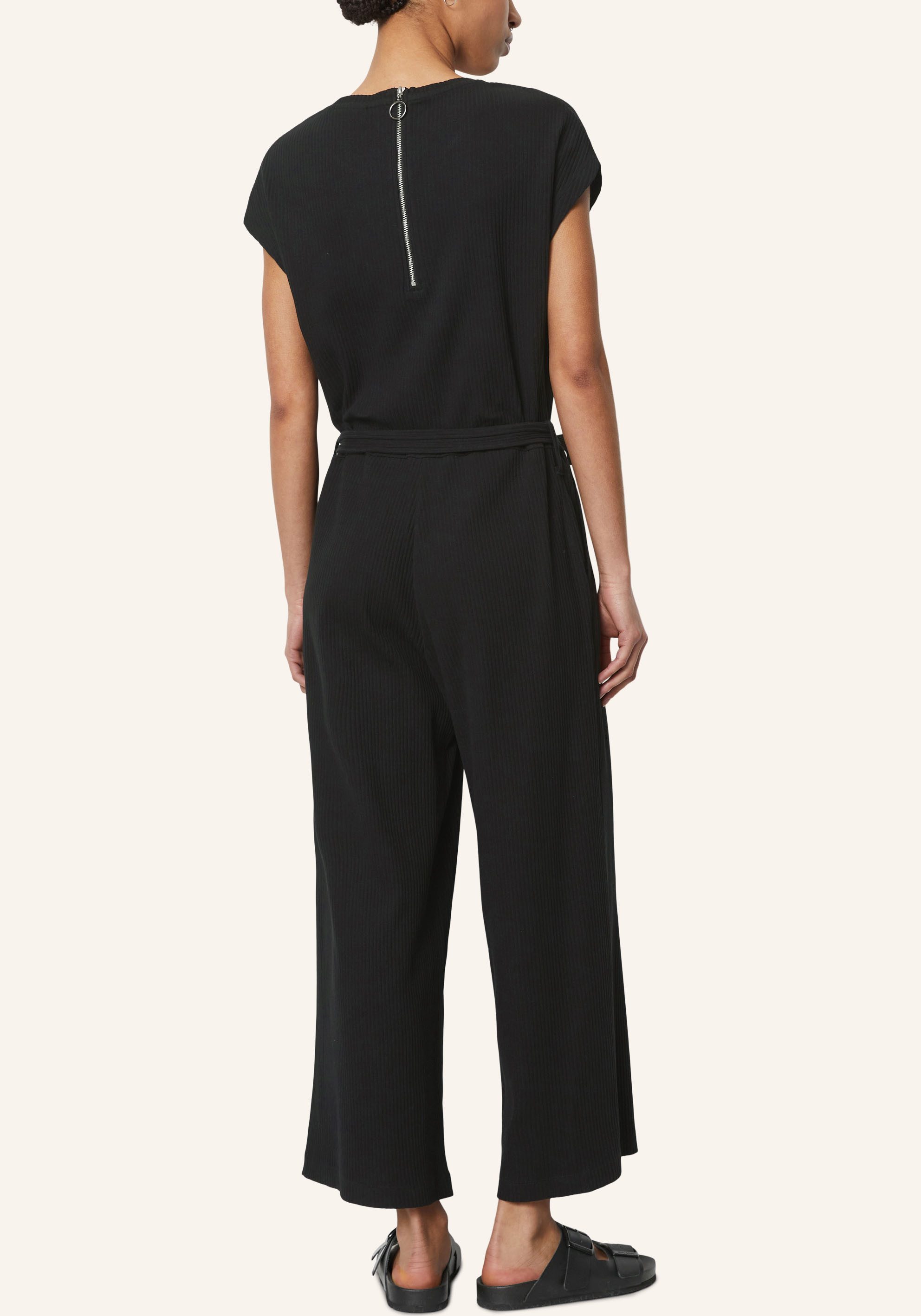 Marc O'Polo DENIM Jumpsuit Regular overall van rib jersey, wijde, licht verkorte broek