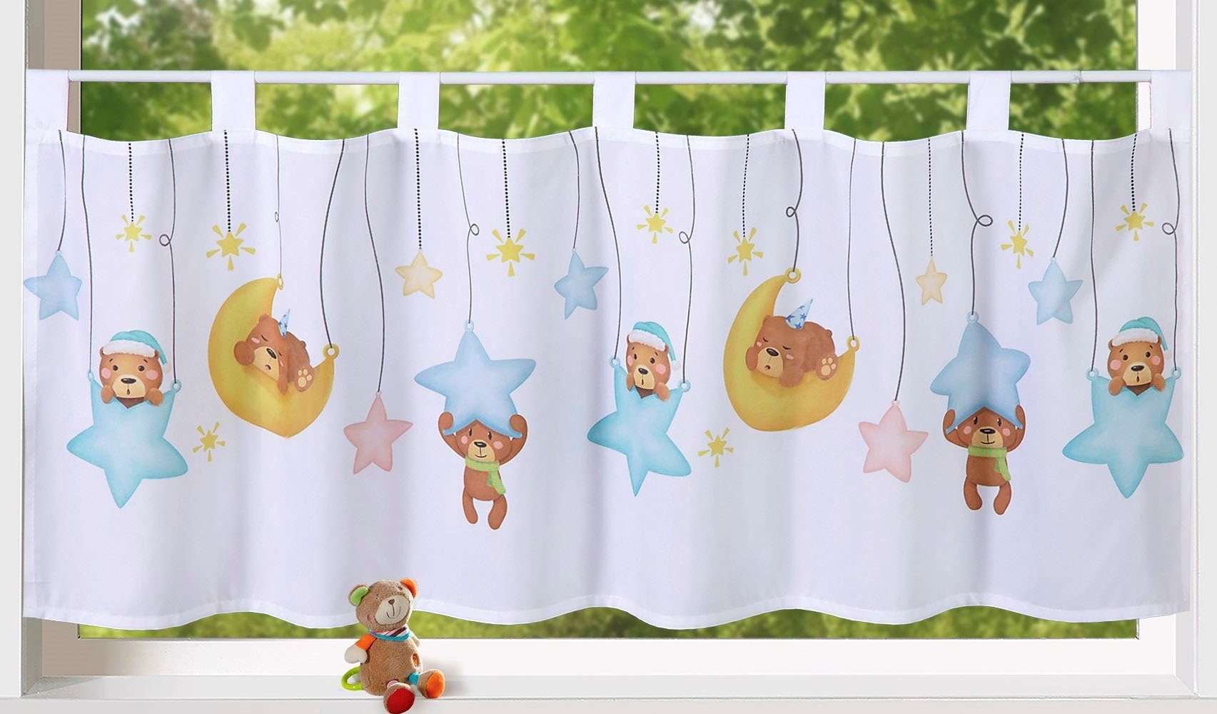 Weckbrodt Valletje Henry Bistro, voile, kinderen, bedrukt, HxB 45x120cm, gordijn, store (1 stuk)