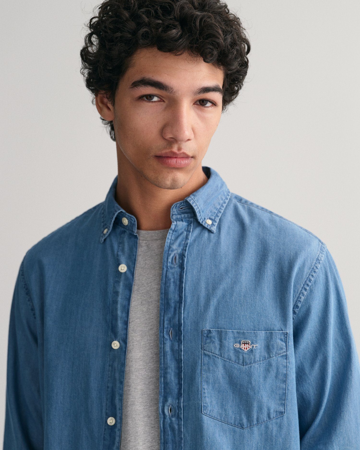 Gant Overhemd met lange mouwen Regular Fit Denim Overhemd Jeanshemd onderhoudsvriendelijk