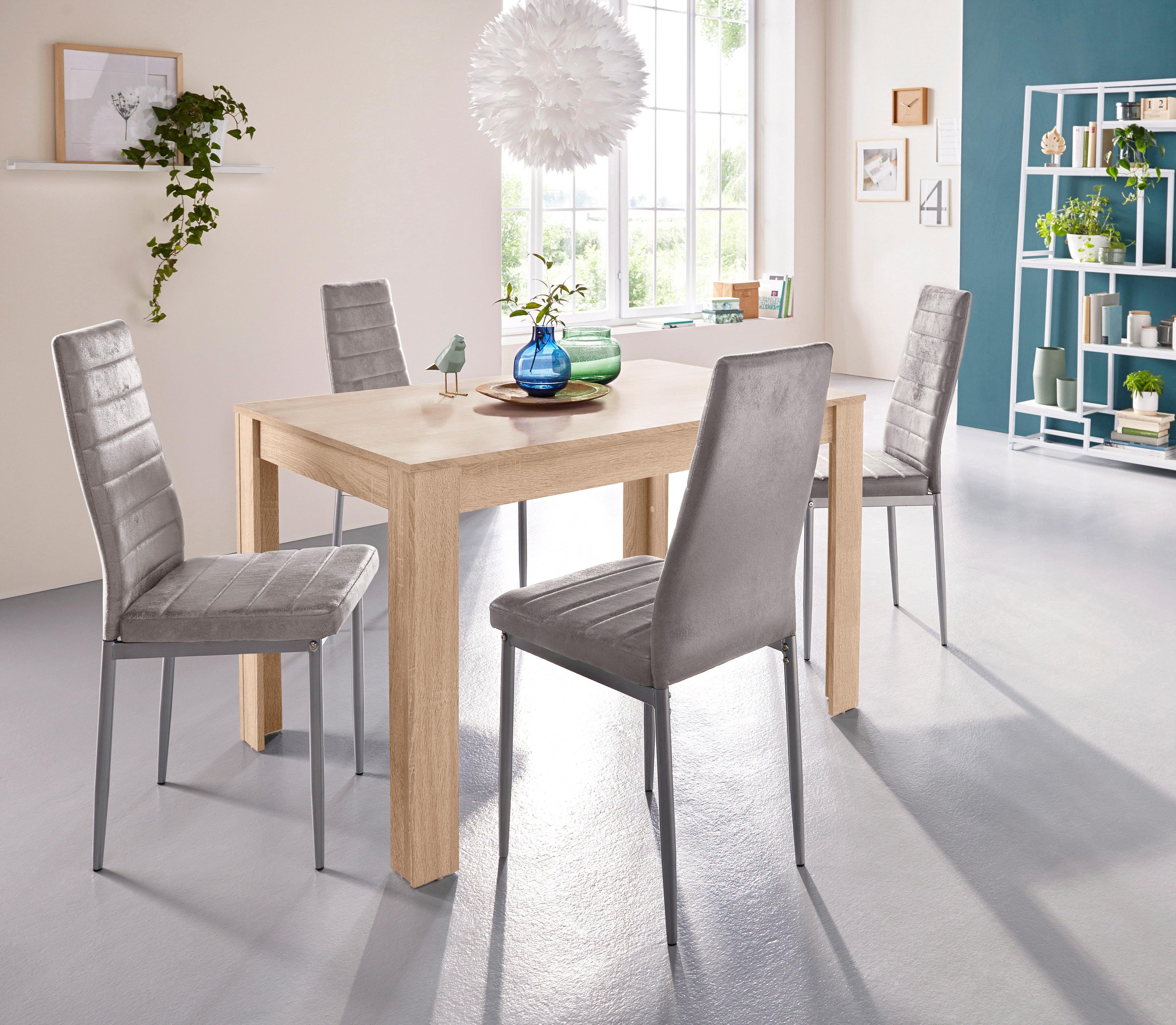 my home Eethoek 0 met eettafel lynn, breedte 120 cm en 4 x stoel kate (set, 5-delig)