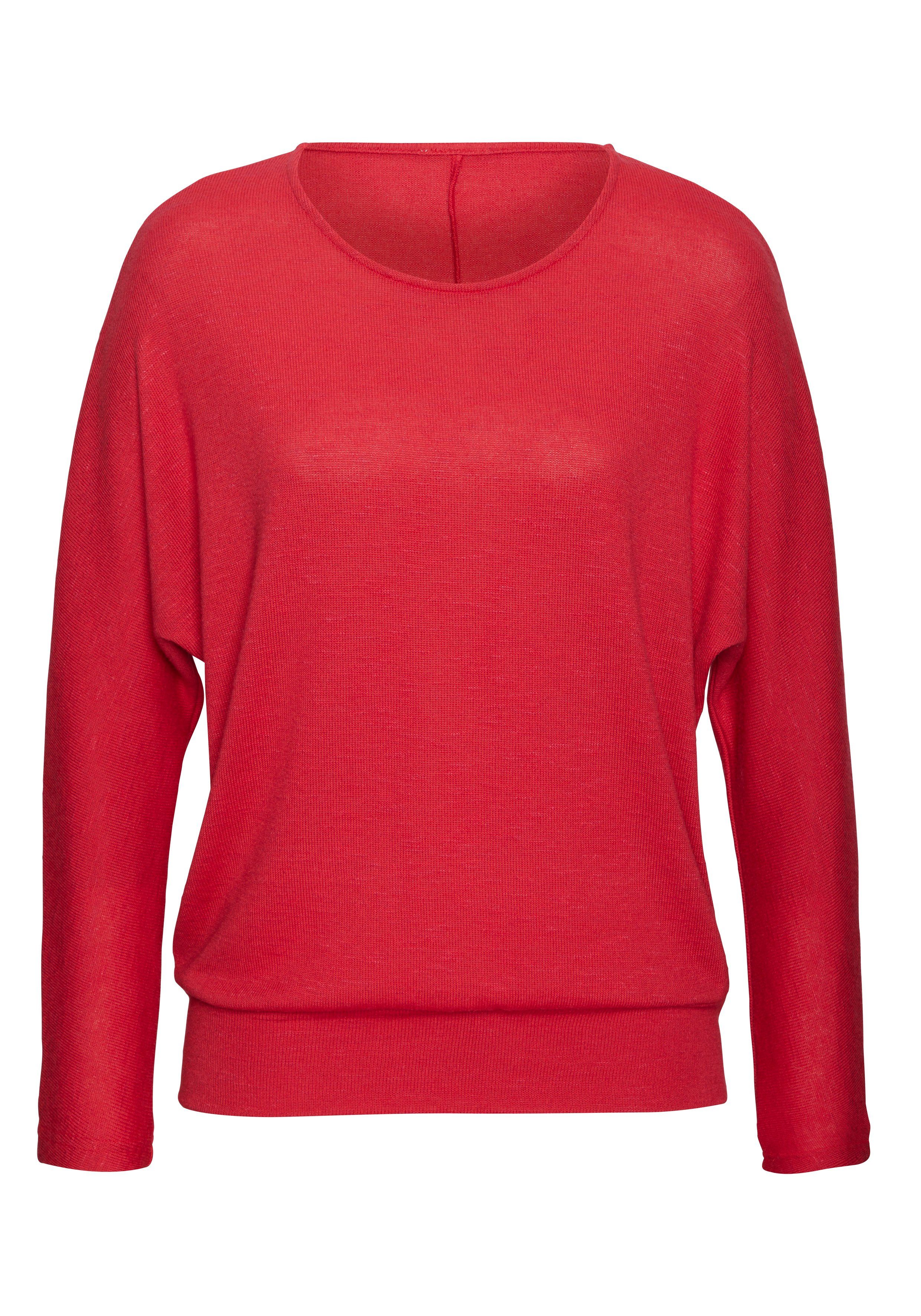 Vivance Shirt met lange mouwen Met brede tailleband van gestructureerd fijn breiwerk met viscose