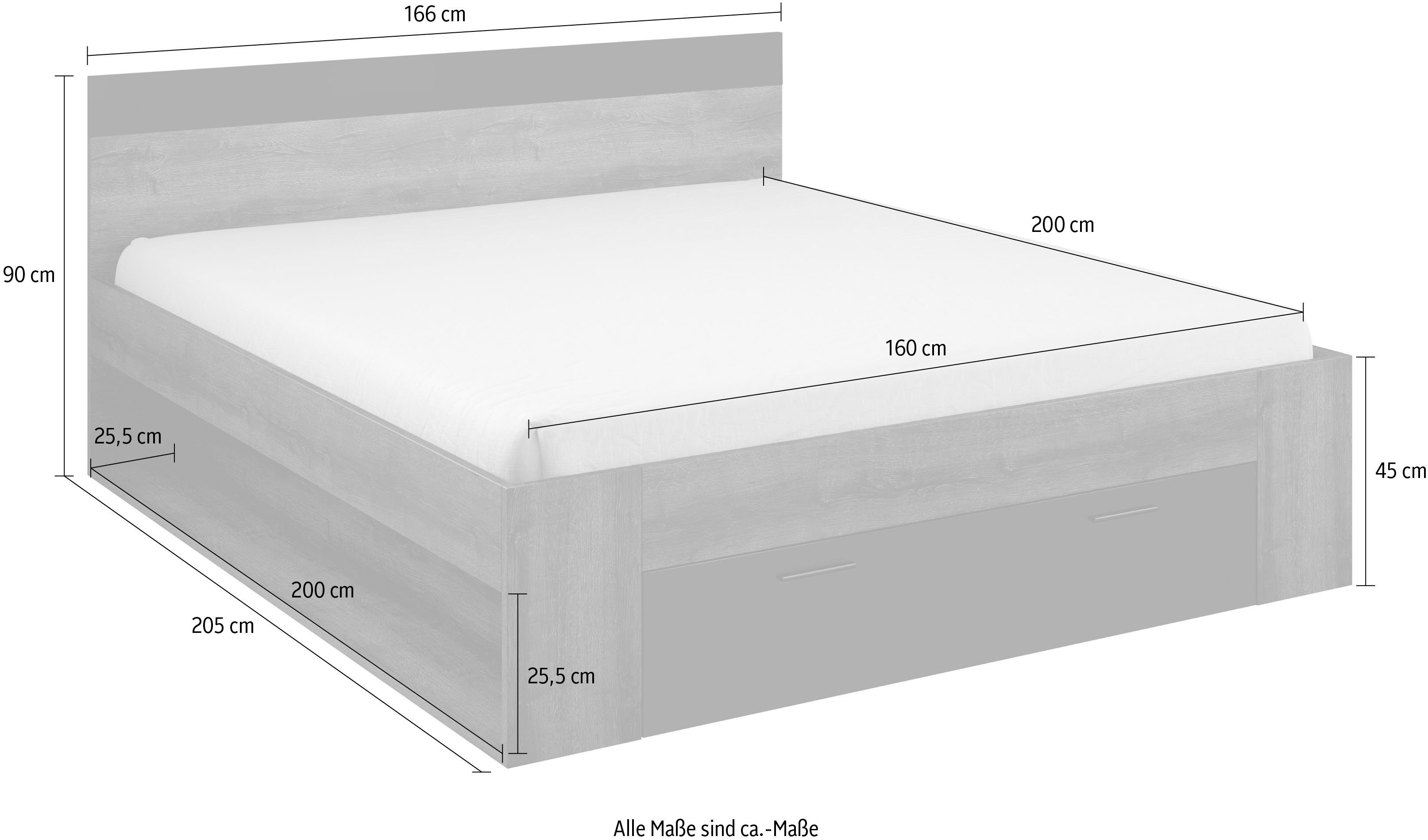 INOSIGN Ledikant met bergruimte Beta, breedte 160 of 180cm, moderne bedopstelling met 2 vakken