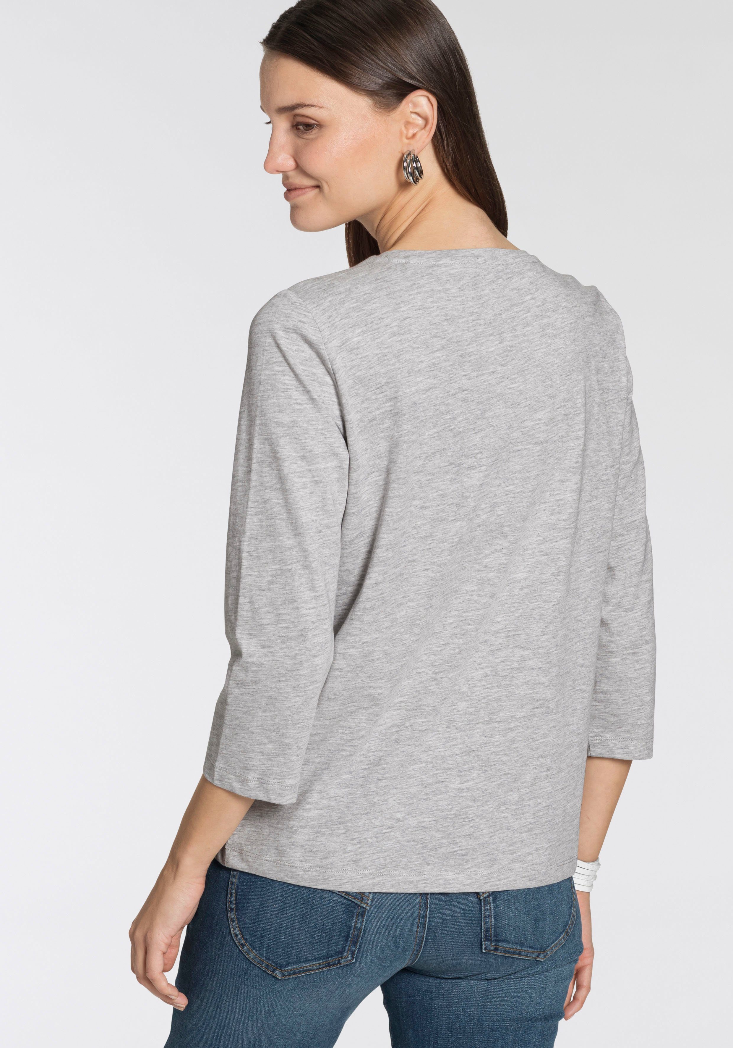 Tom Tailor Shirt met 3/4-mouwen dubbel - strepen + uni (2-delig, Set van 2)