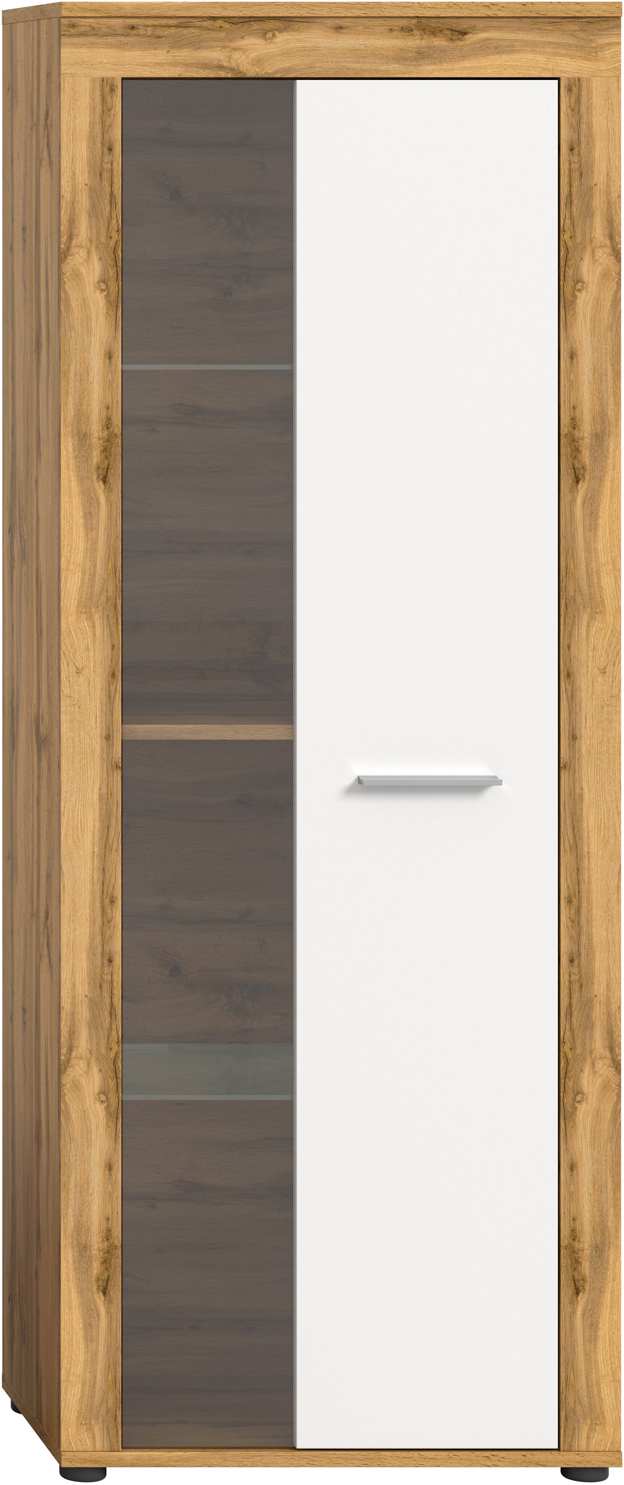 INOSIGN Vitrinekast Aosta, hoogte 159 cm, in verschillende kleuruitvoeringen 1 deur, 3 legplanken, 4 vakken, woonkamer, staande vitrine, glazen vitrine
