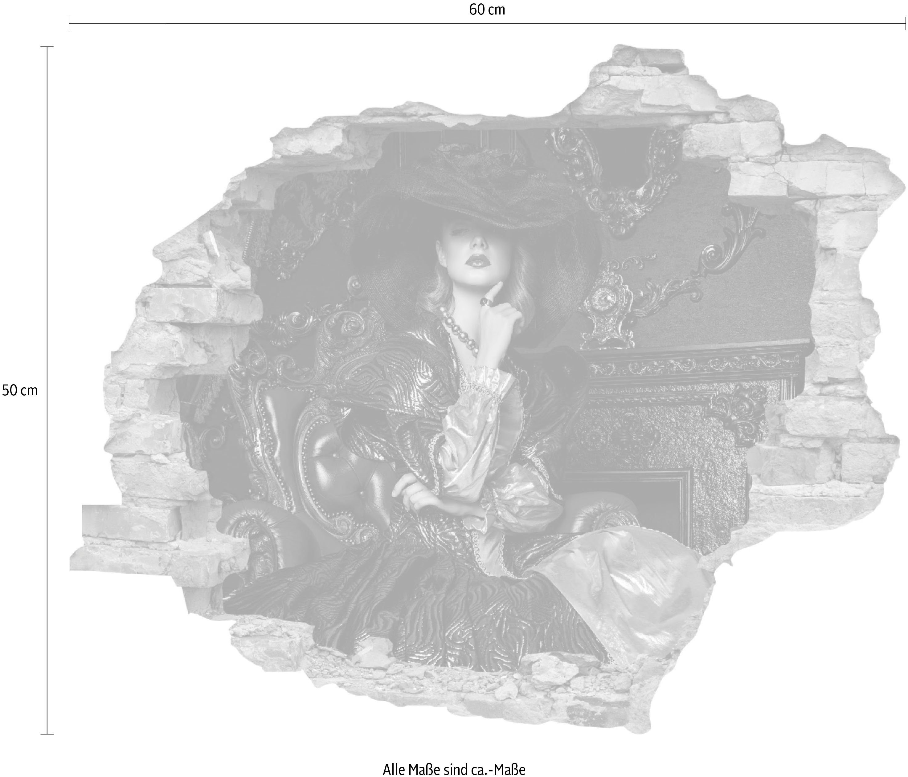 queence Wandfolie Vrouw Muursticker, muurdecoratie, zelfklevend, 3D, muurdurchbraak (1 stuk)