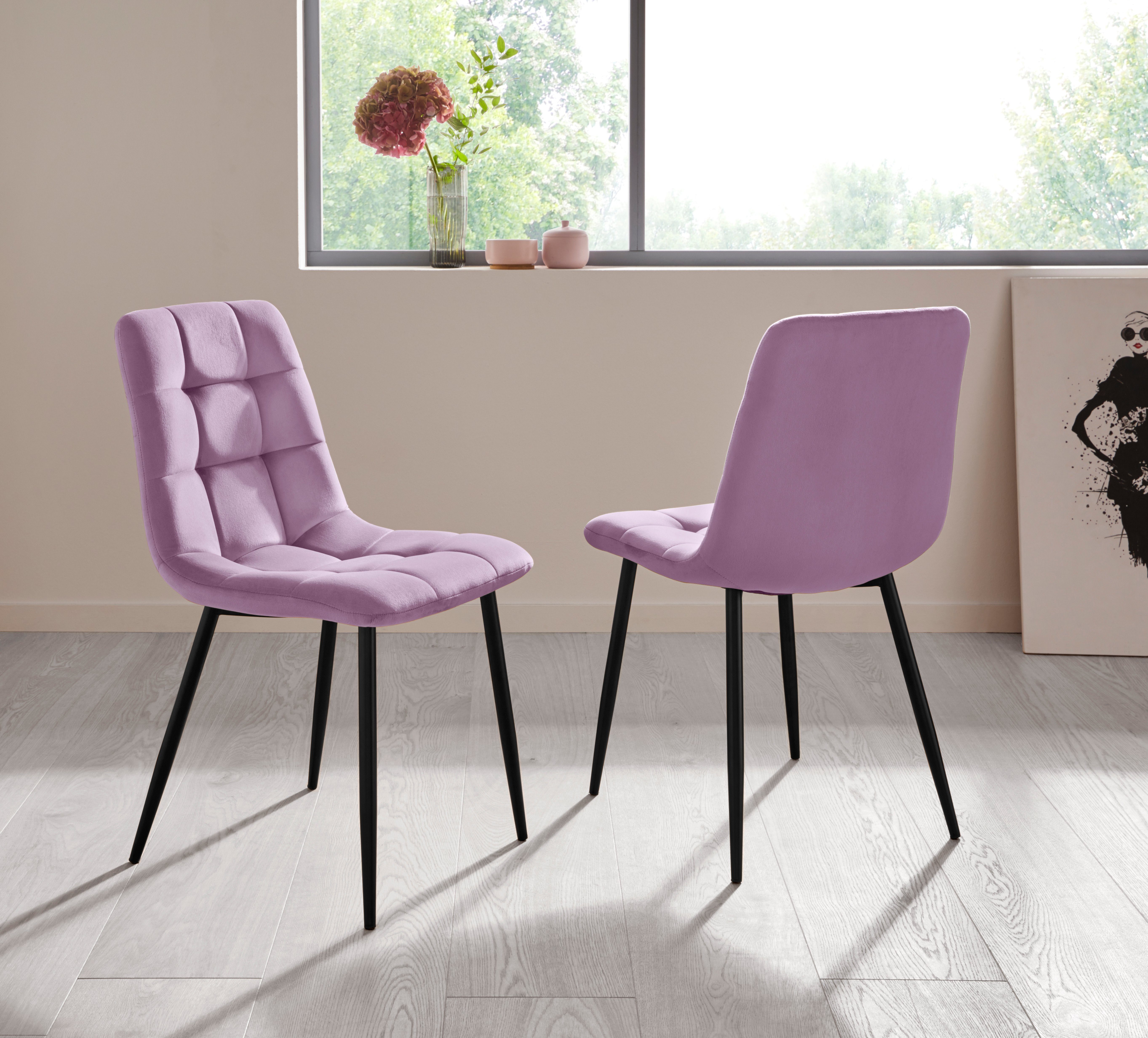 Home affaire Eetkamerstoel Parma Bekleding in fluwelen stof, keukenstoel (set, 2 stuks)