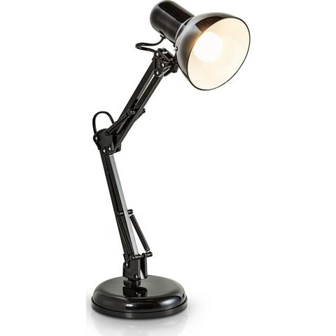 B.K.Licht Tafellamp BK_TL1080 Retro Schreibtischlampe, mit Gelenk-Arm, Metall, Schwarz