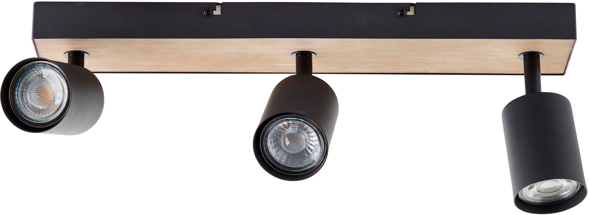 Brilliant Leuchten Plafondspot Jello Wood Spotbalk draaibaar, 15x42x8 cm, GU10, 345lm, 3000K, metaal/hout