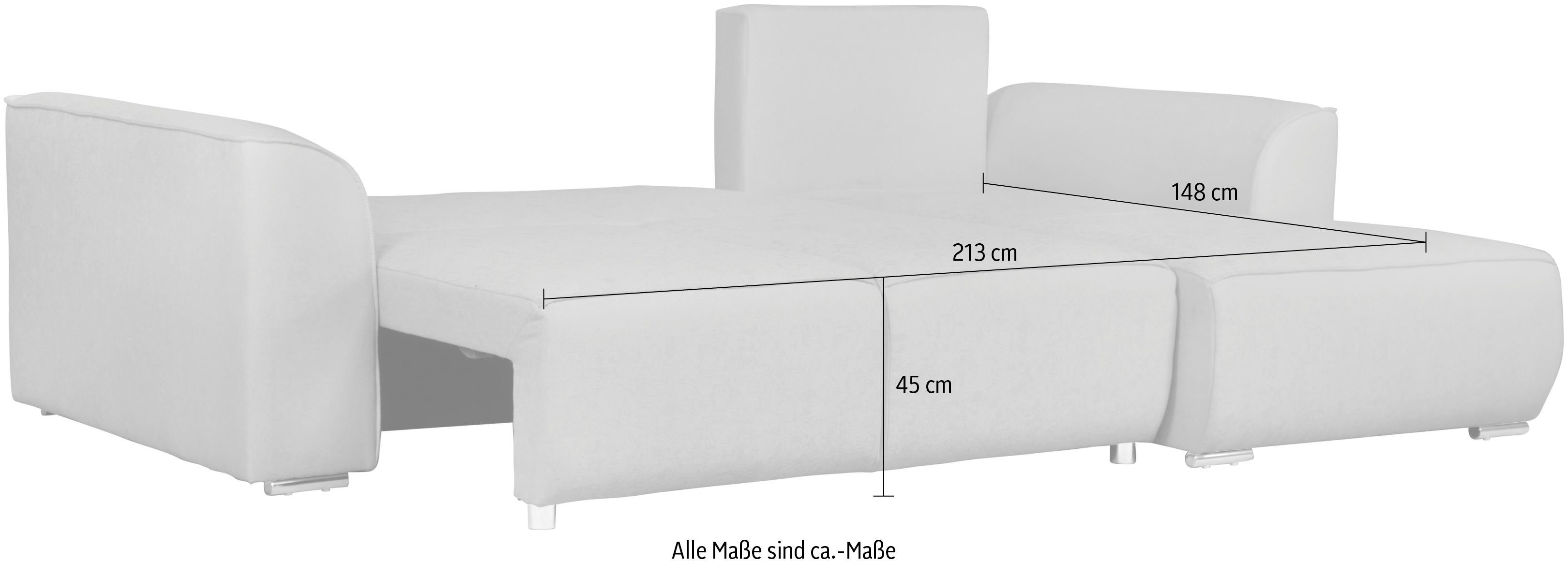 INOSIGN Hoekbank BEATRICE optionele slaapbank met bedlade, B/D/H: 265/170/86 cm