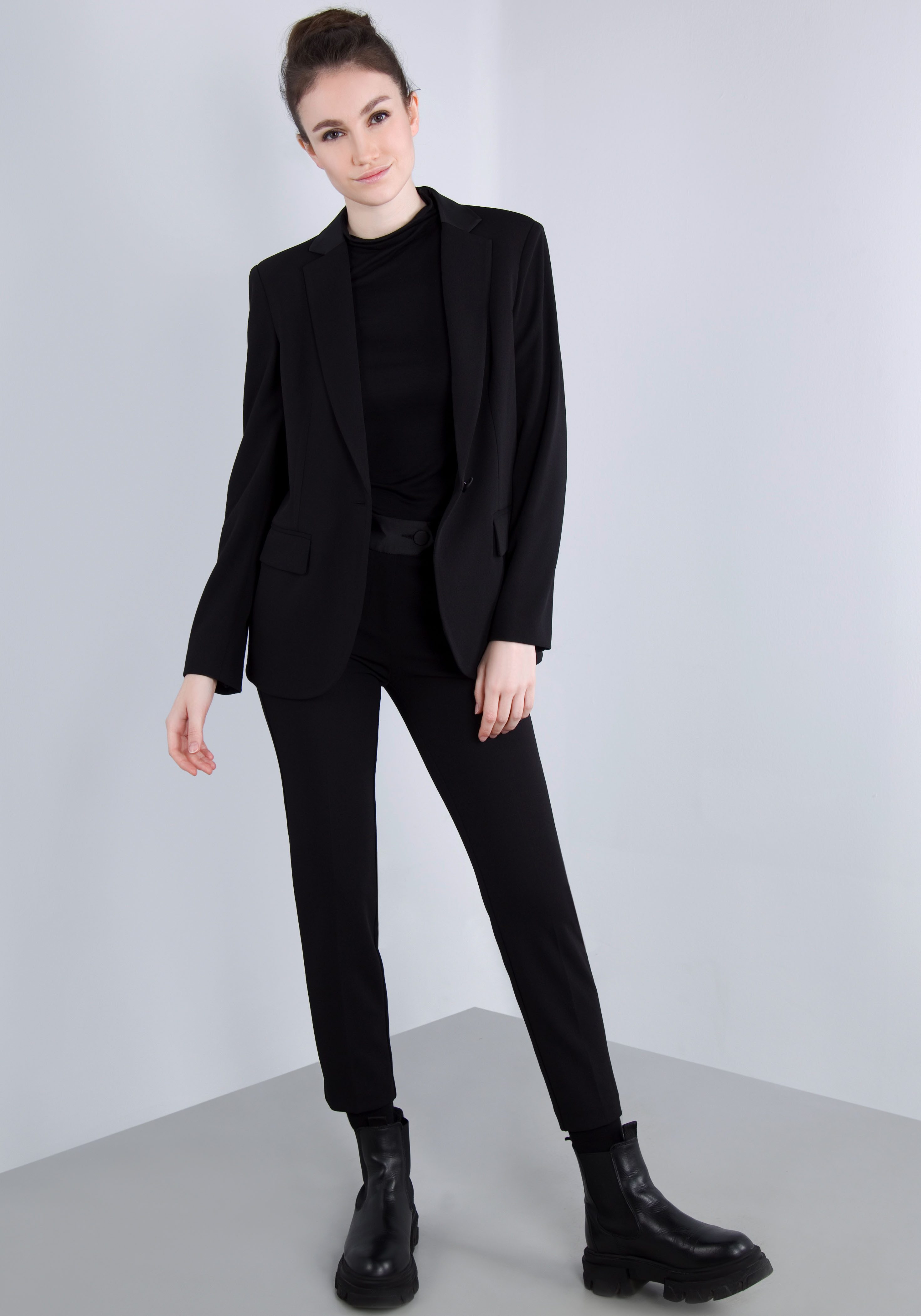 IMPERIAL Lange blazer met satijnen details en stretch