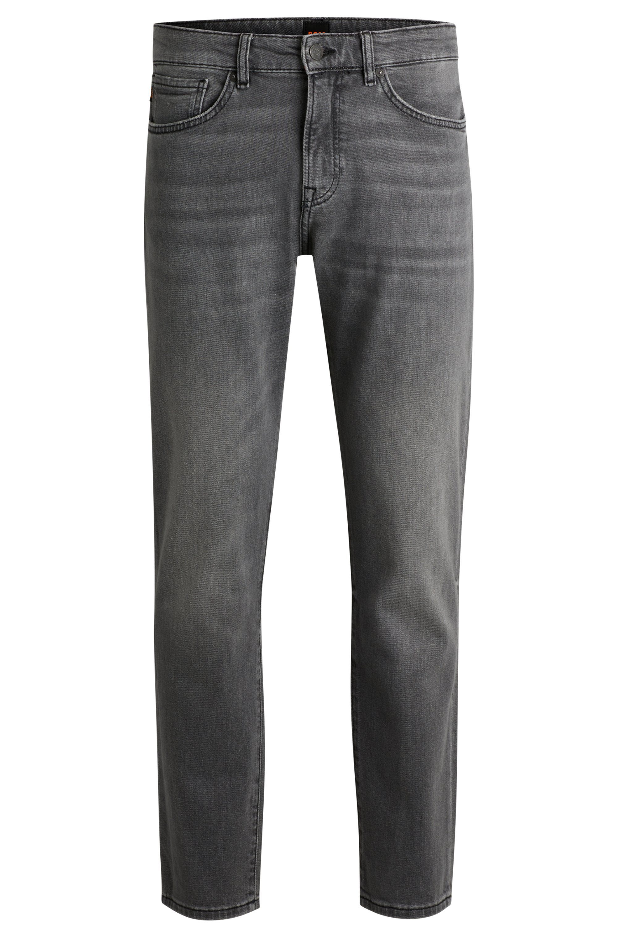 Boss Orange Straight jeans RE.MAINE BO met lederen boss badge heren straight jeans maat 30 grijs