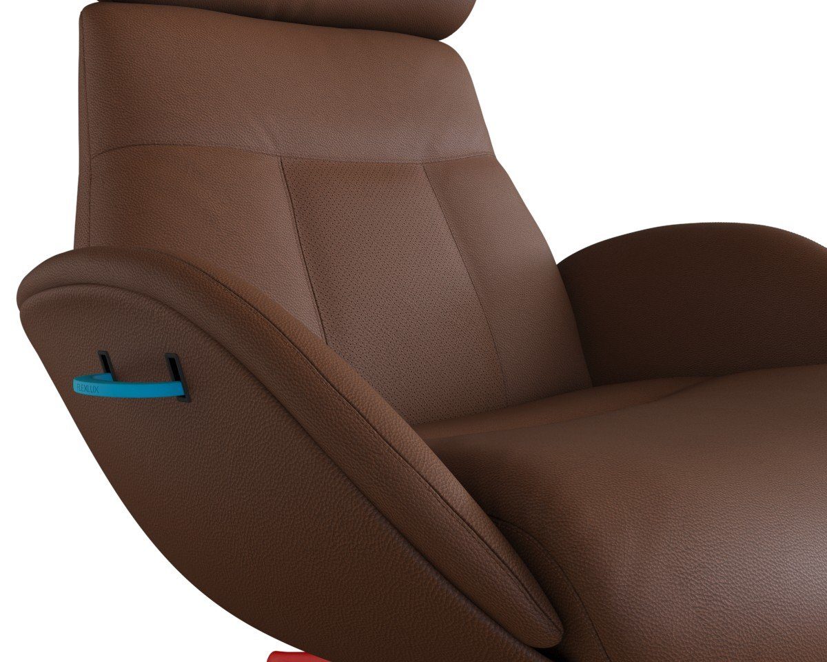 FLEXLUX Relaxfauteuil Elegant, functionele stoel, gestoffeerde stoel, armleuningen, TV-fauteuil, Premium comfort, rug- en hoofdeindeverstelling, draaibaar, voet van aluminium