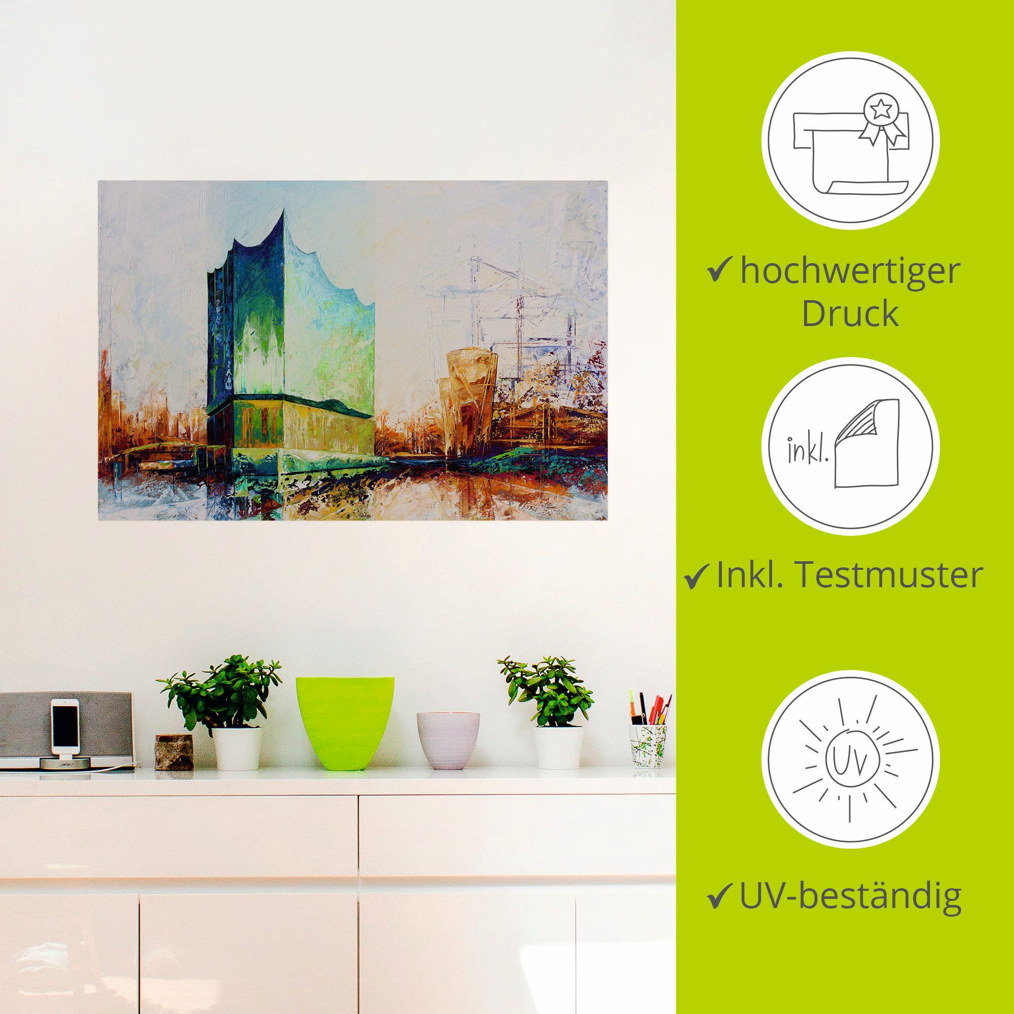 Artland Artprint Elbharmonie Hamburg als artprint op linnen, muursticker in verschillende maten