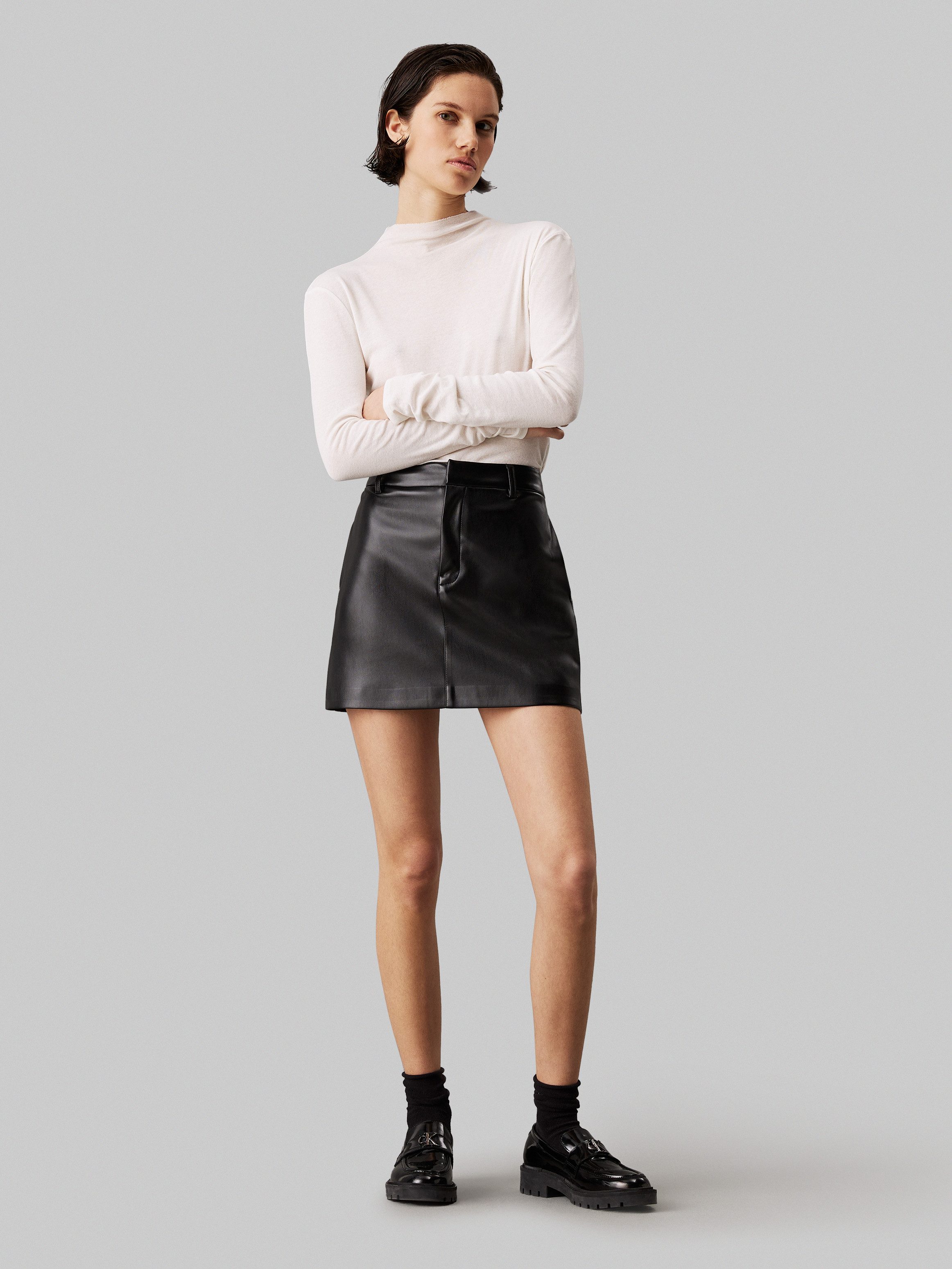 Calvin Klein Rok in a-lijn FAUX LEATHER A-LINE MINI SKIRT