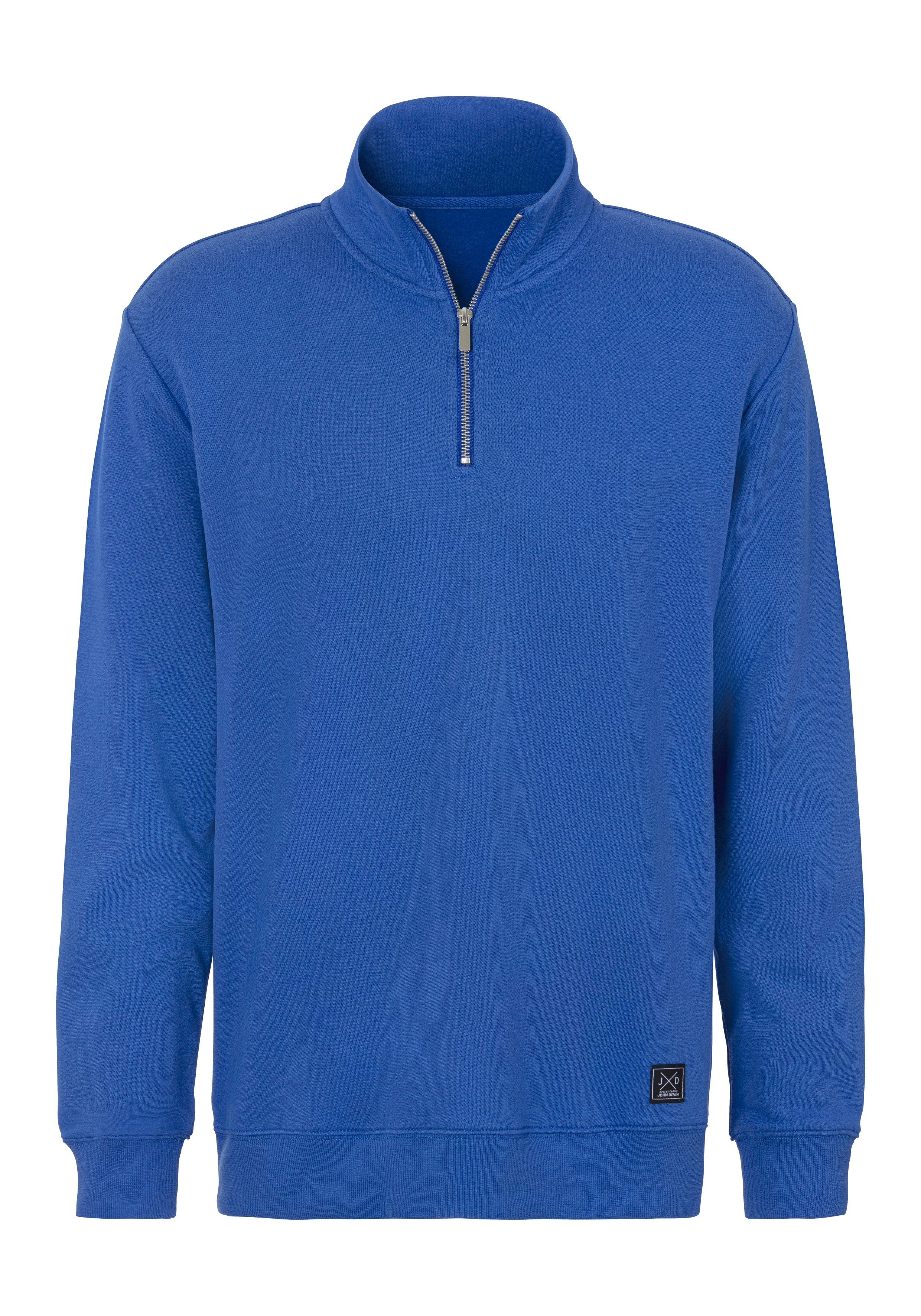 John Devin Sweatshirt Lange mouwen, sweatshirt met rits aan de staande kraag
