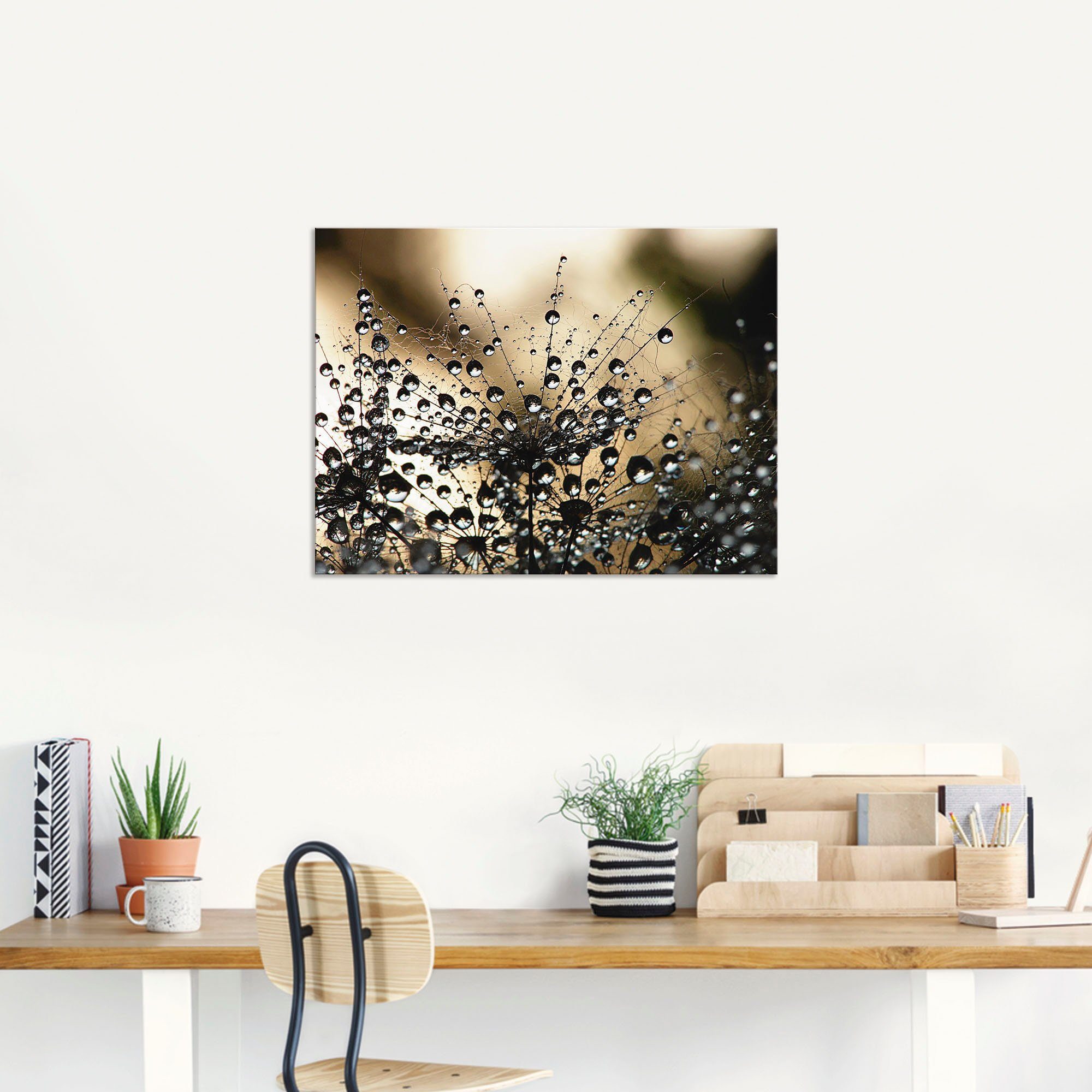 Artland Artprint Natte paardenbloem als artprint van aluminium, artprint voor buiten, artprint op linnen, poster, muursticker