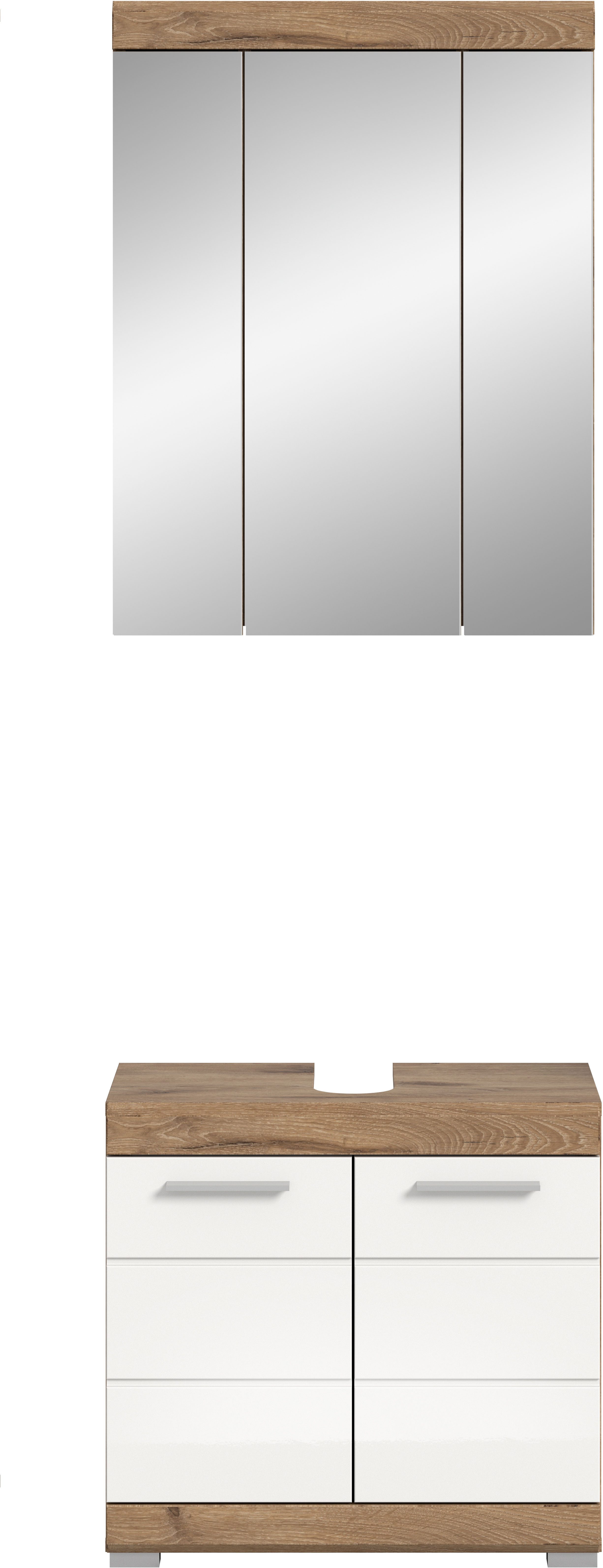INOSIGN Badkamerserie Siena, 2-delig, bestaande uit: onderkast voor wastafel, spiegelkast in verschillende kleuren verkrijgbaar, badkamermeubels, combinatie, badkamer (set, 2 stuks)