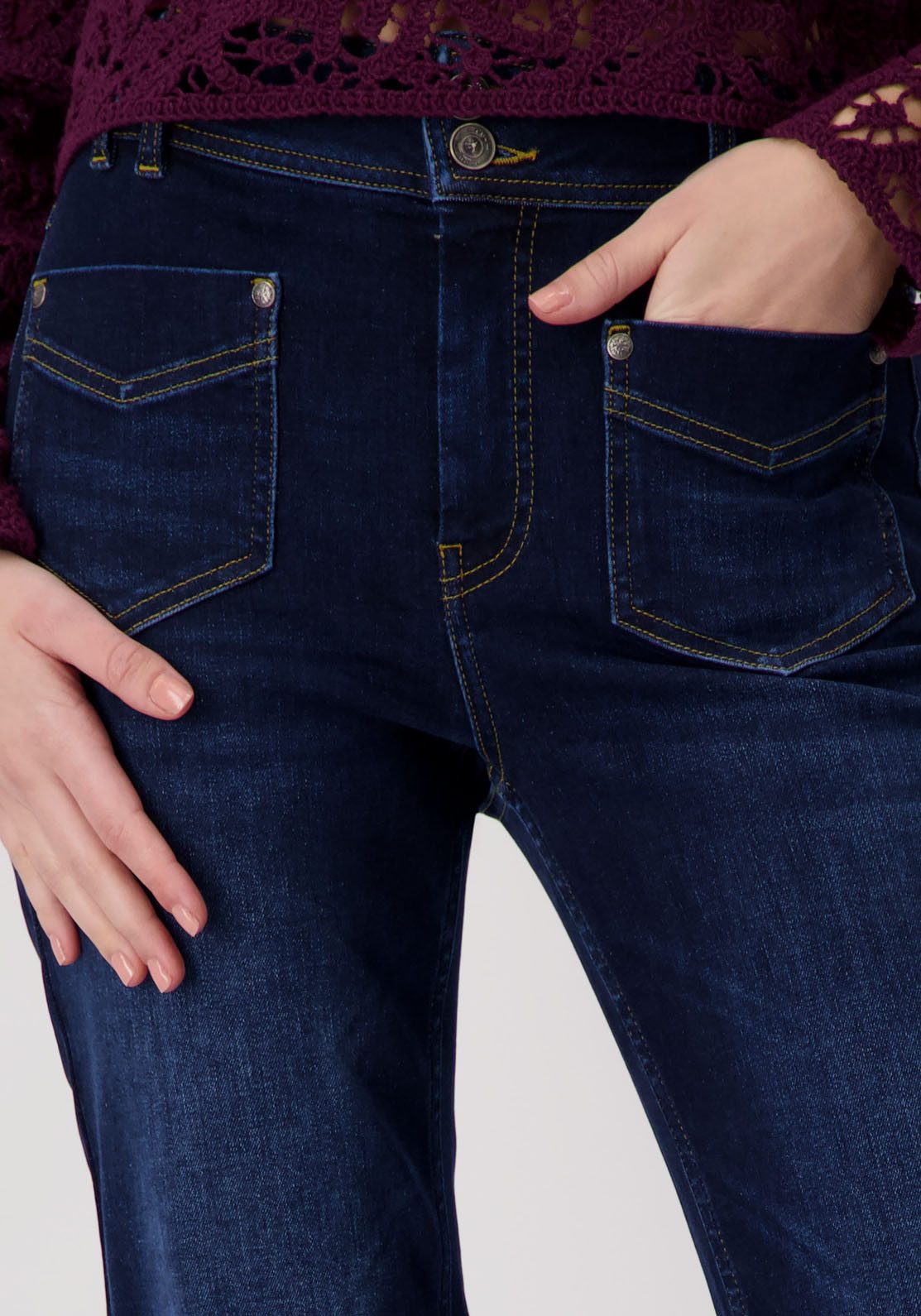 Monari Bootcut jeans met opgestikte zakken