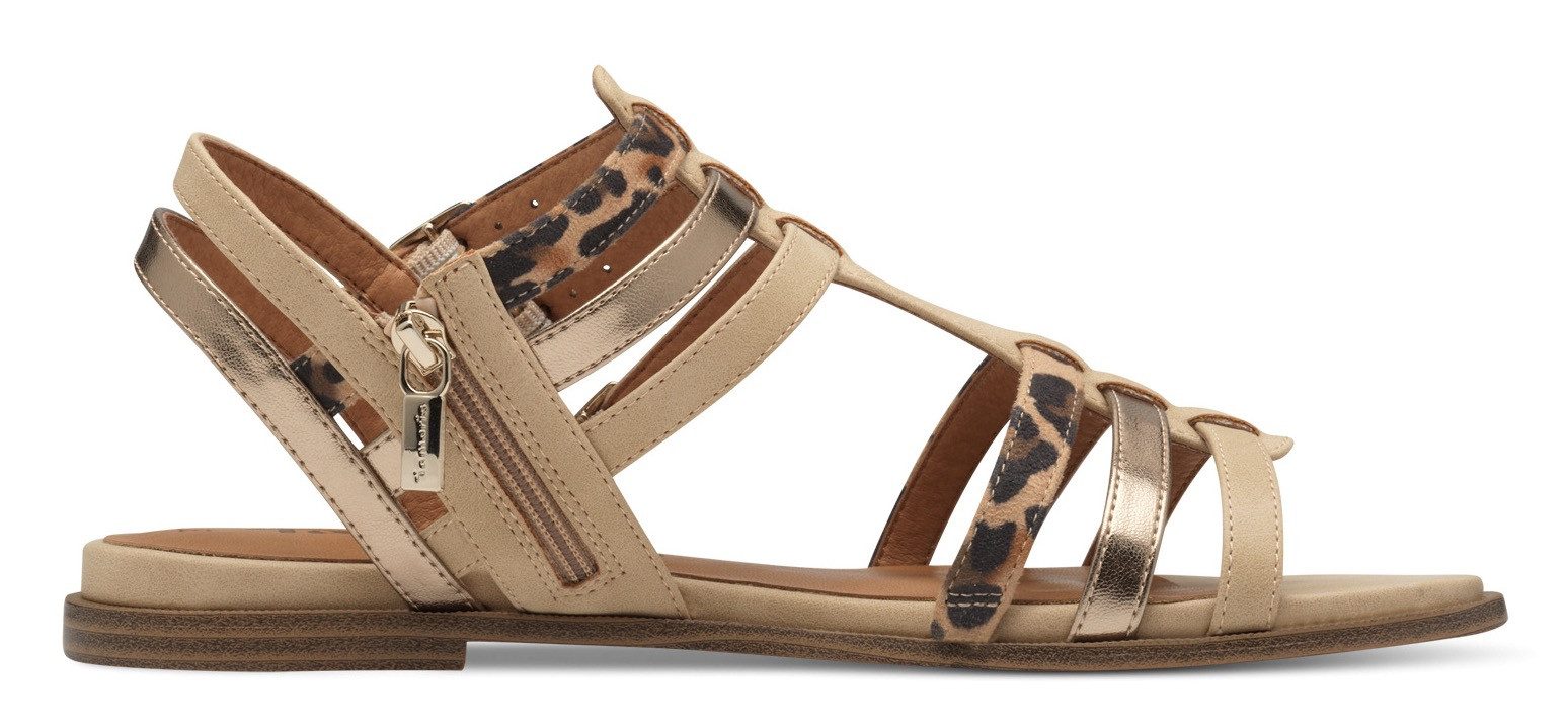 Tamaris Sandalen , sandalette, zomerschoen met afwerking in leeuwen- en metalliclook