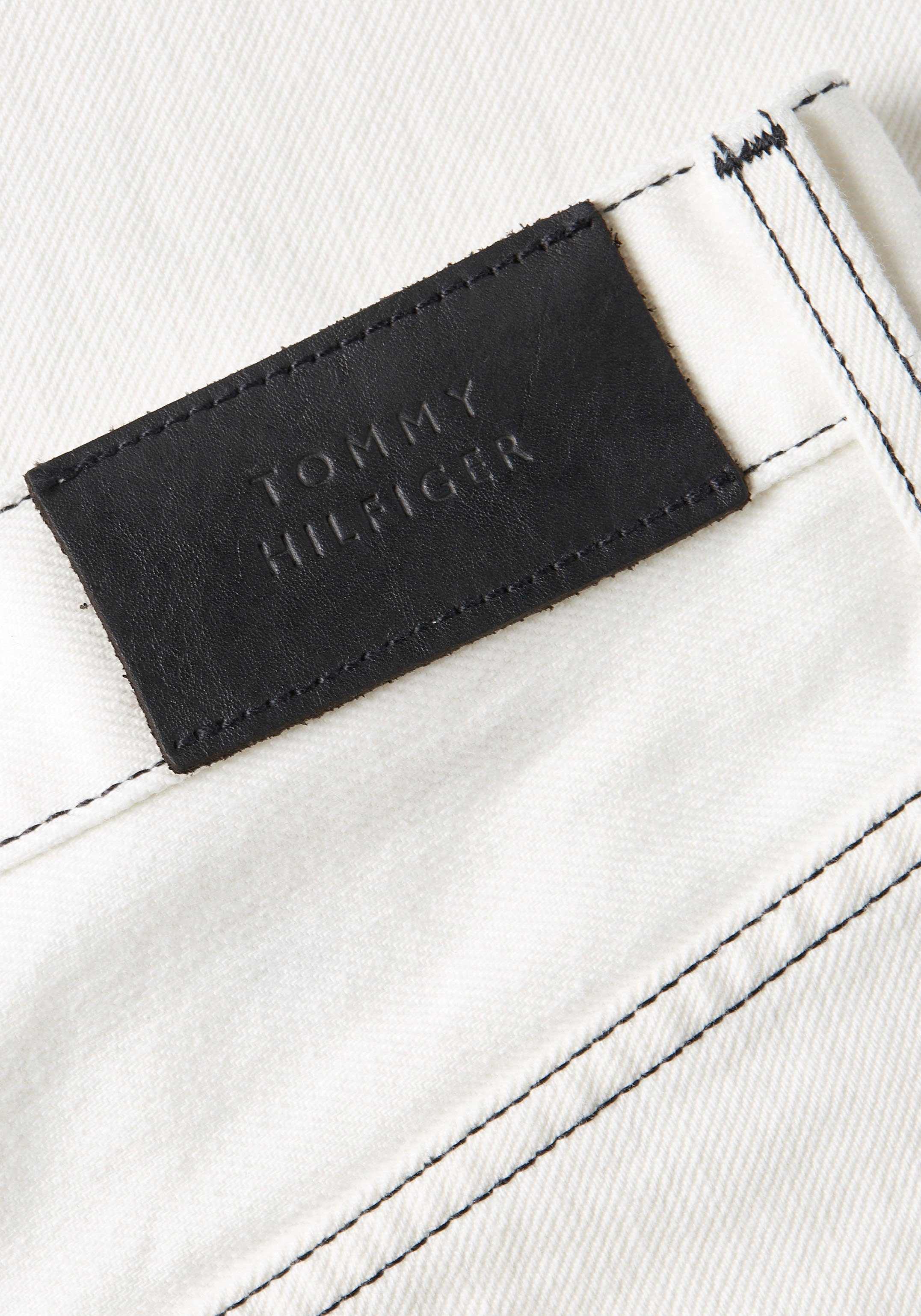Tommy Hilfiger Jeans rok DNM RW A-LINE SKIRT ECRU Webrok met logo-embossing