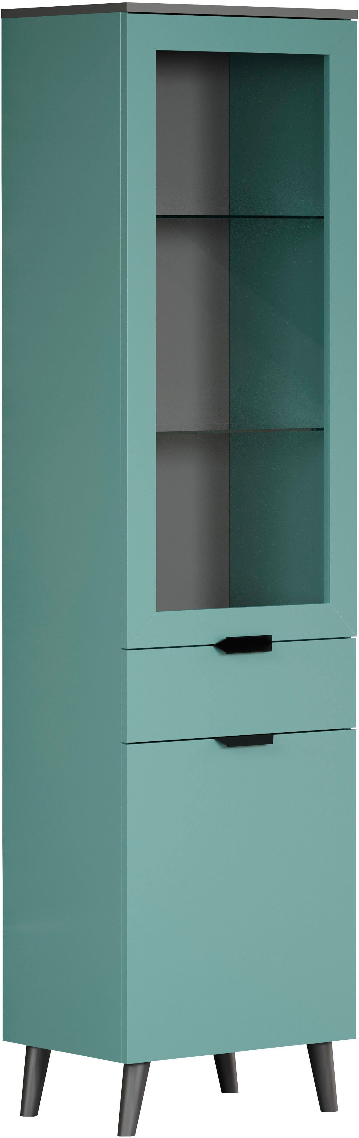 andas Vitrinekast Mikkeline Woonkamerkast met een glazen deur en 2 glazen planken, breedte 49 cm (1 stuk)