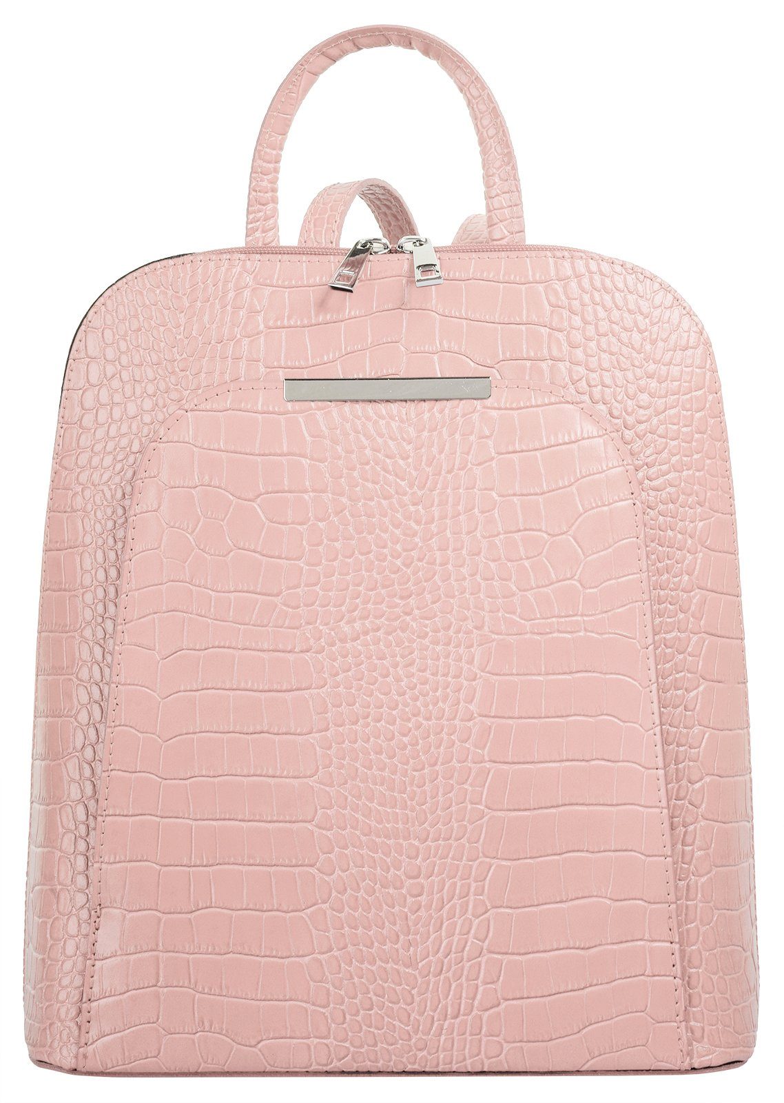 Cluty Rugzak echt leer, made in italy dames rugzakken roze