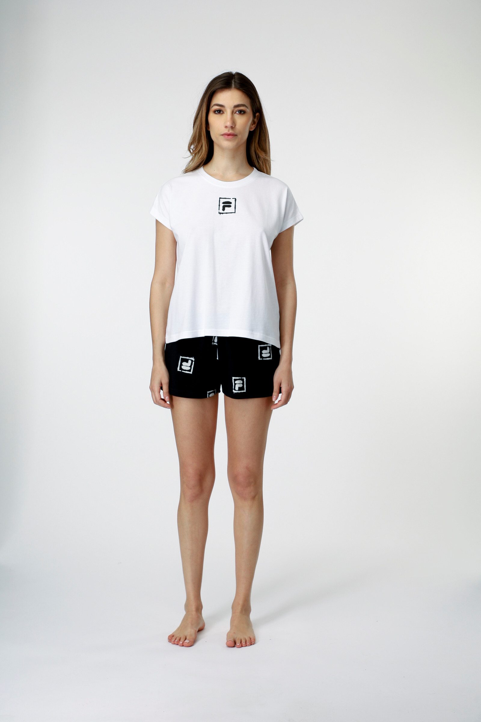 Fila Shortama WOMAN JERSEY PYJAMAS met opvallende logoprint (2-delig)