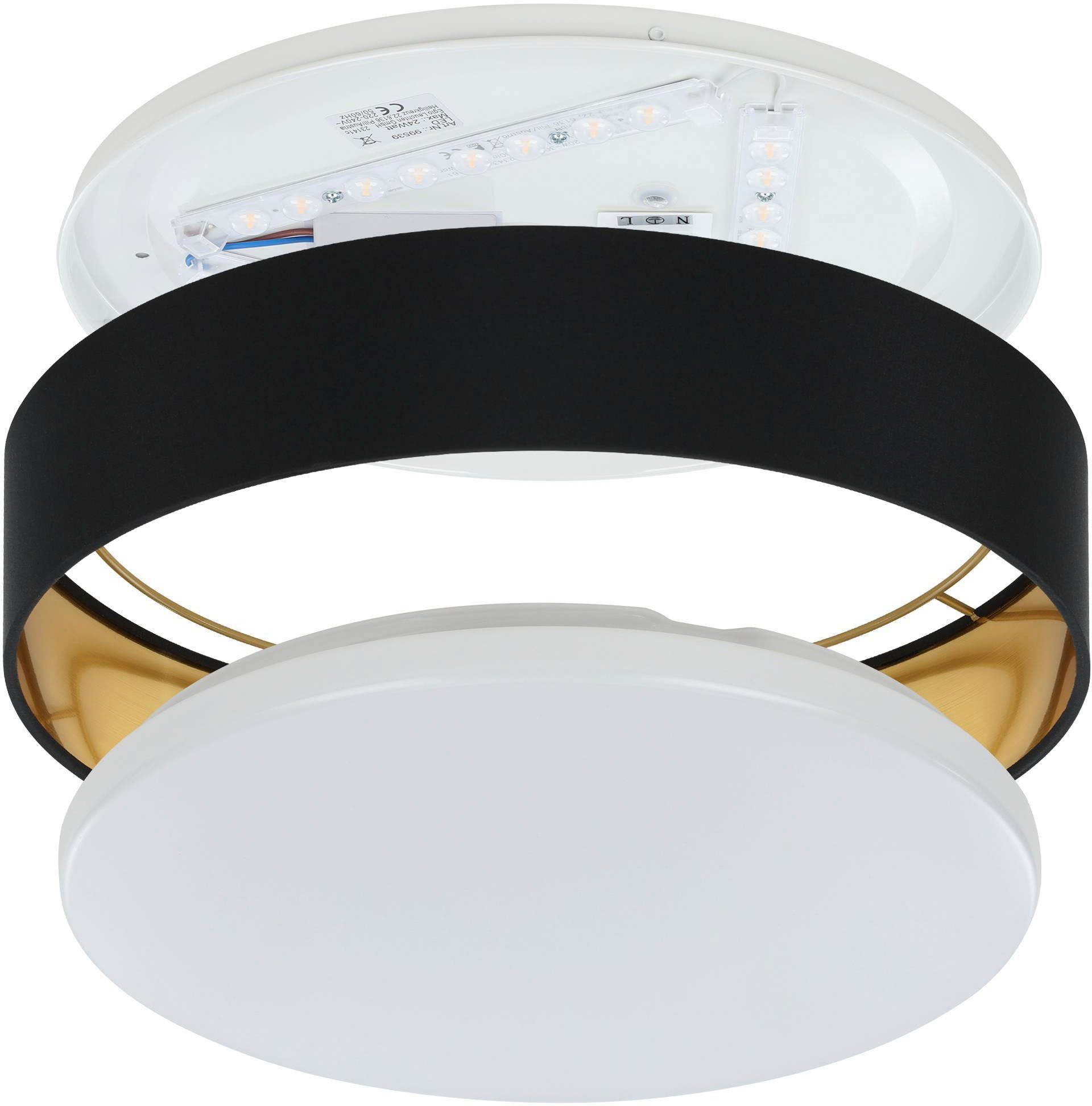 EGLO Led-plafondlamp MASERLO Stoffen lamp Maserlo2 Ø38 x H9 cm, led-plank, textielen kap (1 stuk)