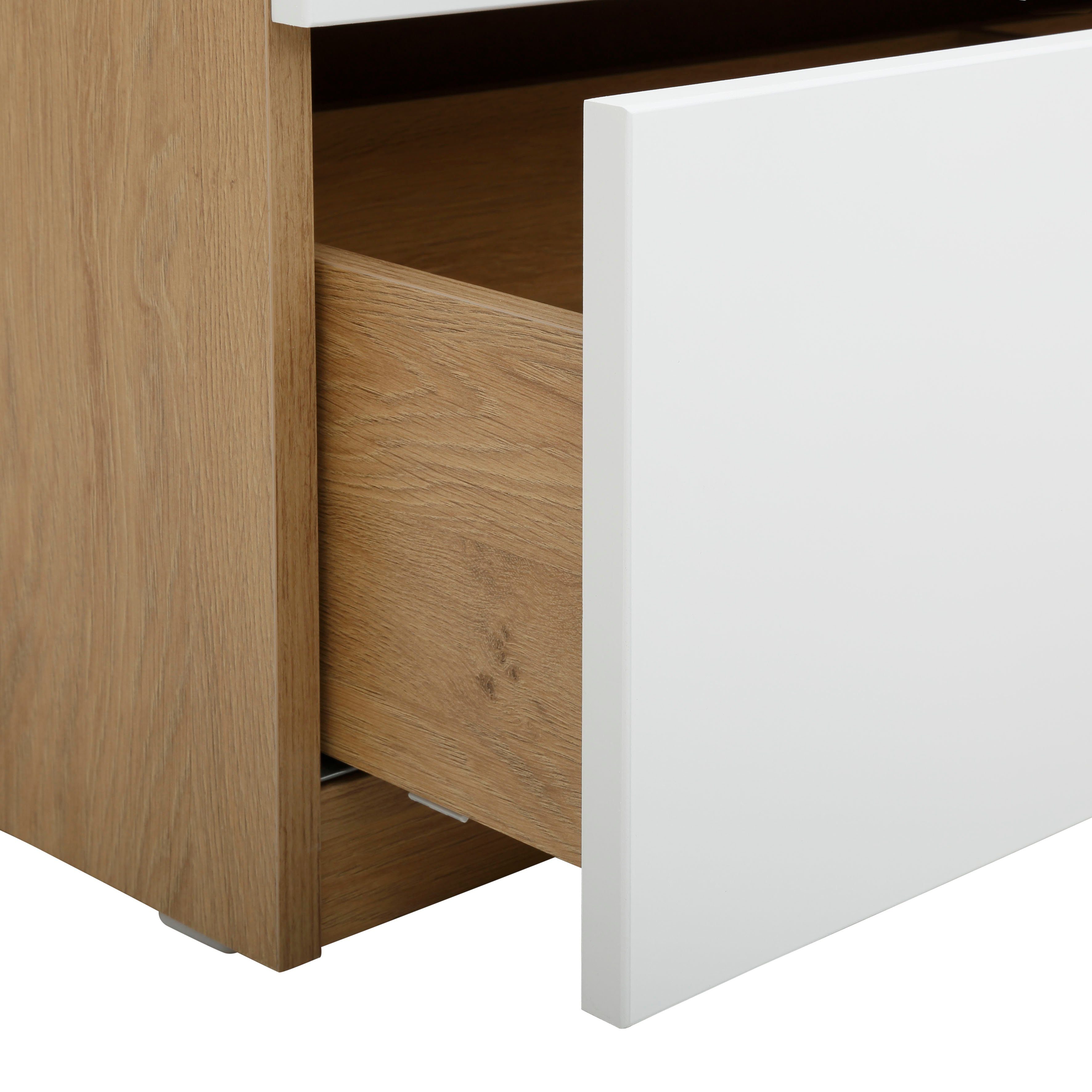 Lüttenhütt Baby commode Lauris, wit/eiken FSC®hout uit duurzaam