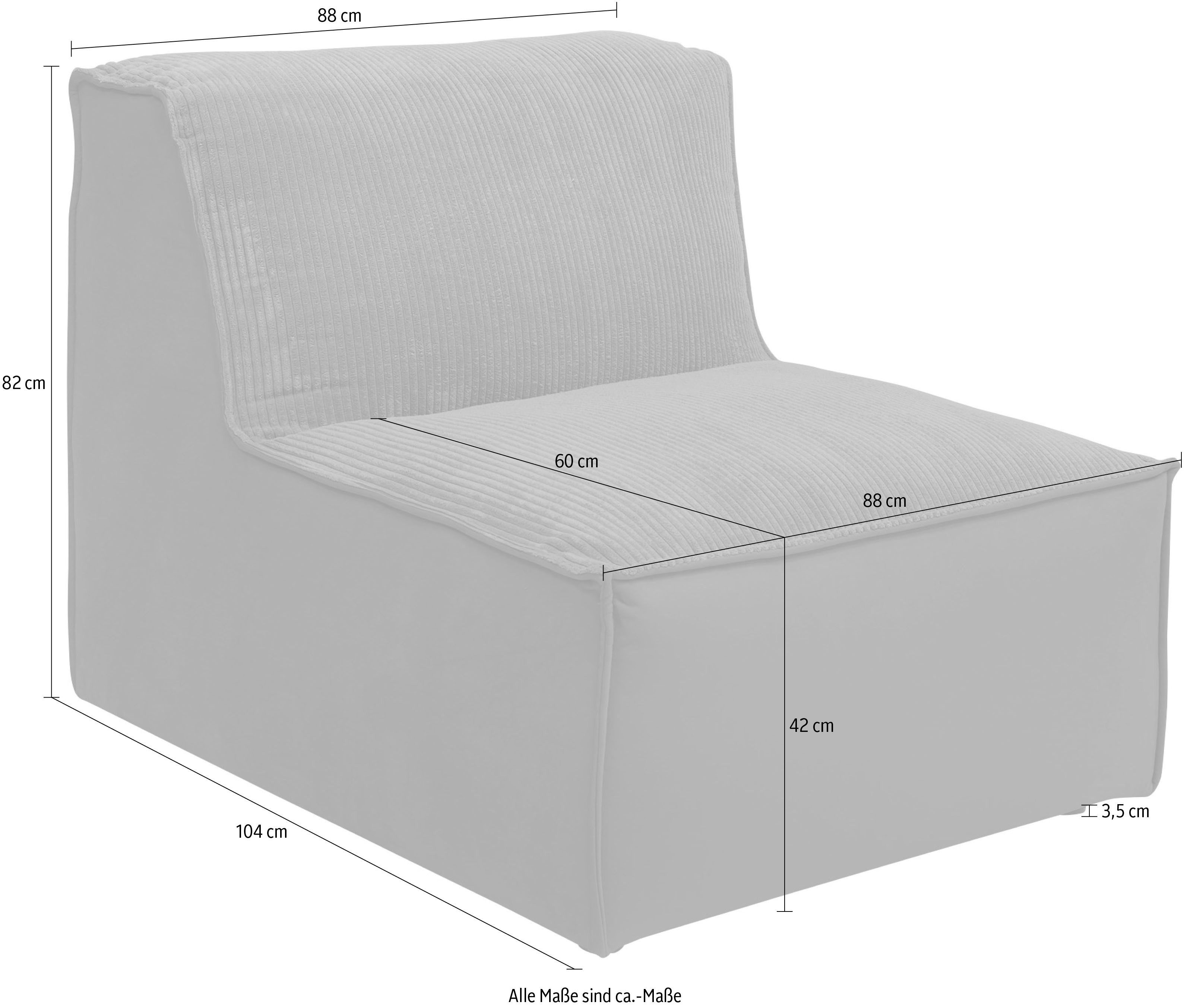 RAUM.ID Bank-middenelement Modulid als module of afzonderlijk te gebruiken, in ribfluweel (1 stuk)