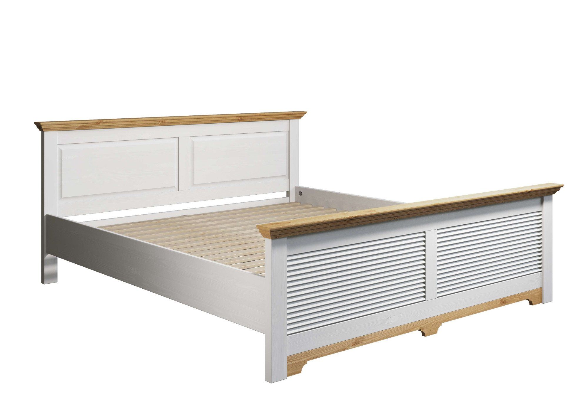 Home affaire Bed Rauna, landhuisstijl, elegant design met lamellen en kassetten, 2 kleuren