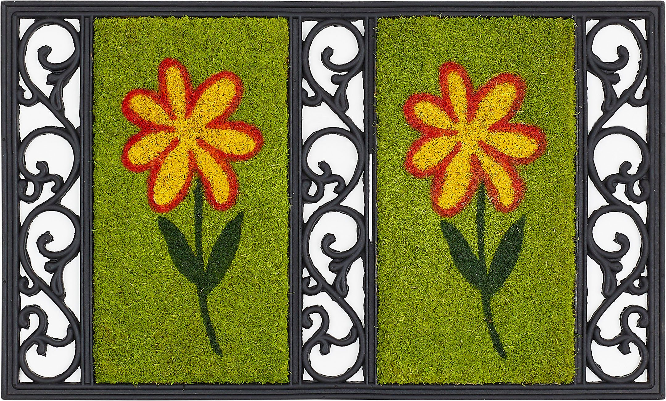 Andiamo Mat Salome bloemen Inloopmat, kokosmat, gietijzer look, motief bloemen