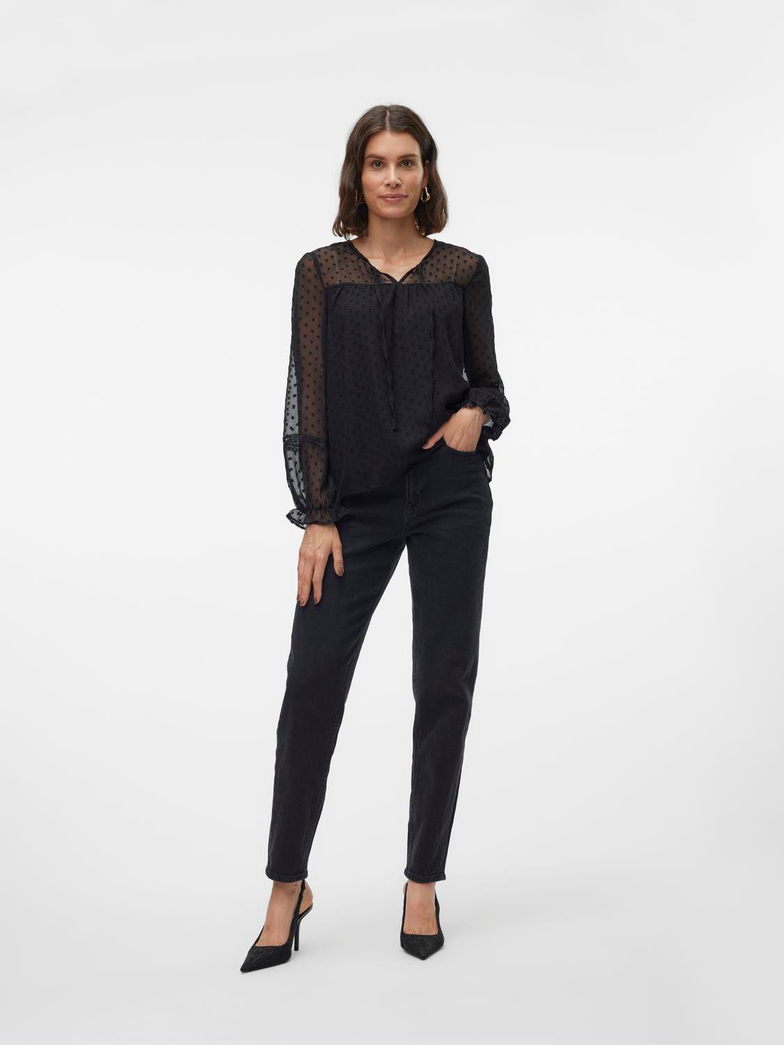 Vero Moda Blouse met lange mouwen VMLEAH LS LACE TOP WVN GA NOOS