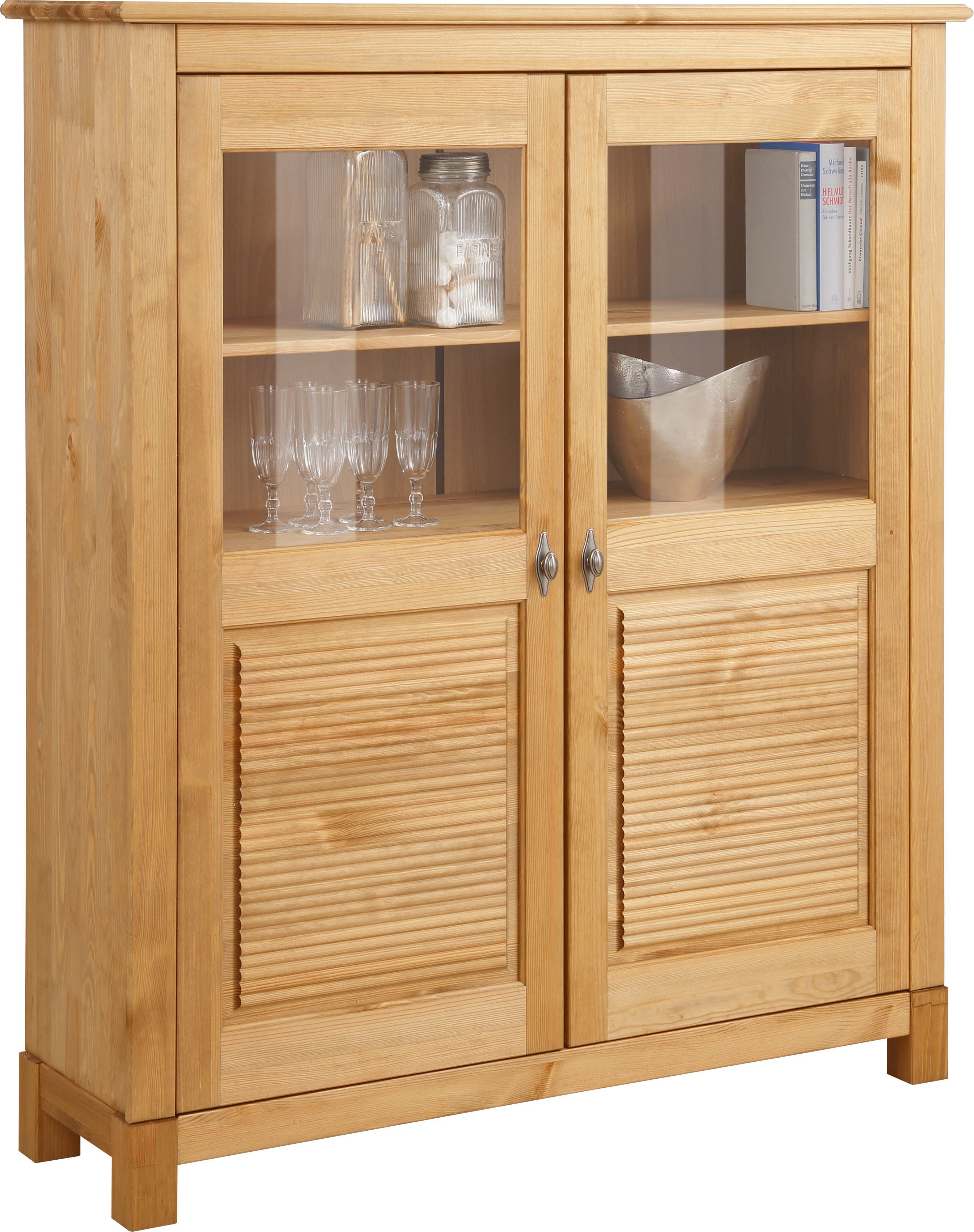 Home affaire Highboard Rauna Vitrine, breedte 111,6 cm, van massief dennenhout