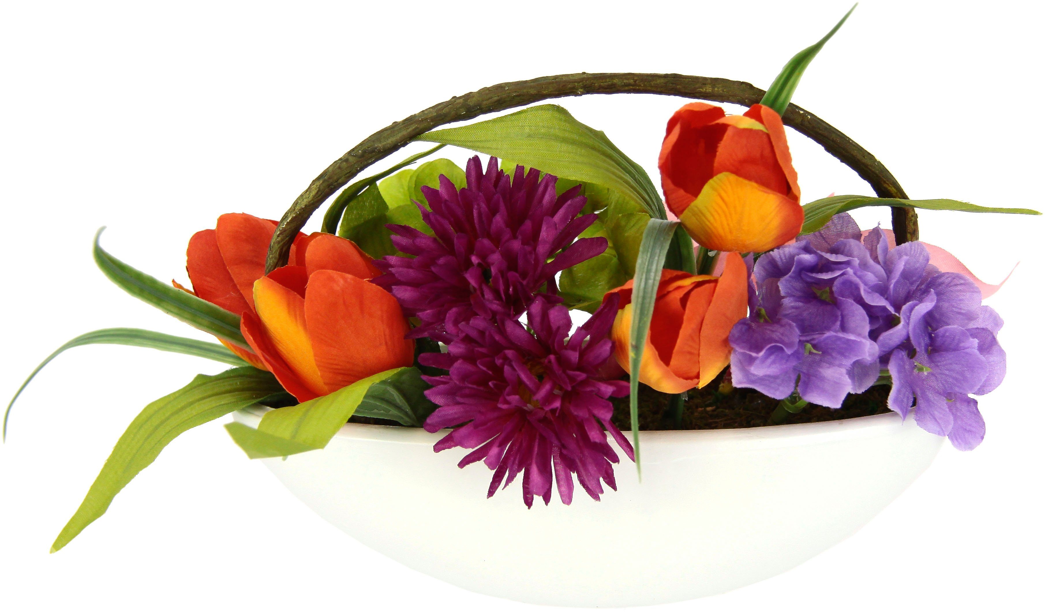 my home Takken Tulp, calla, hortensia, gerbera In schaal, kunstbloem, zijden bloem (1 stuk)